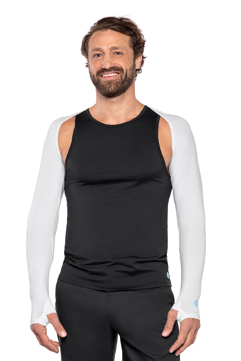 coolibar Men's Larix Shoulder Wrap UV Sleeves | White