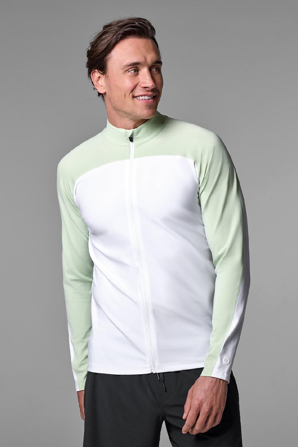 coolibar Men's Menorca Long Sleeve Water Jacket | Seedling Colorblock