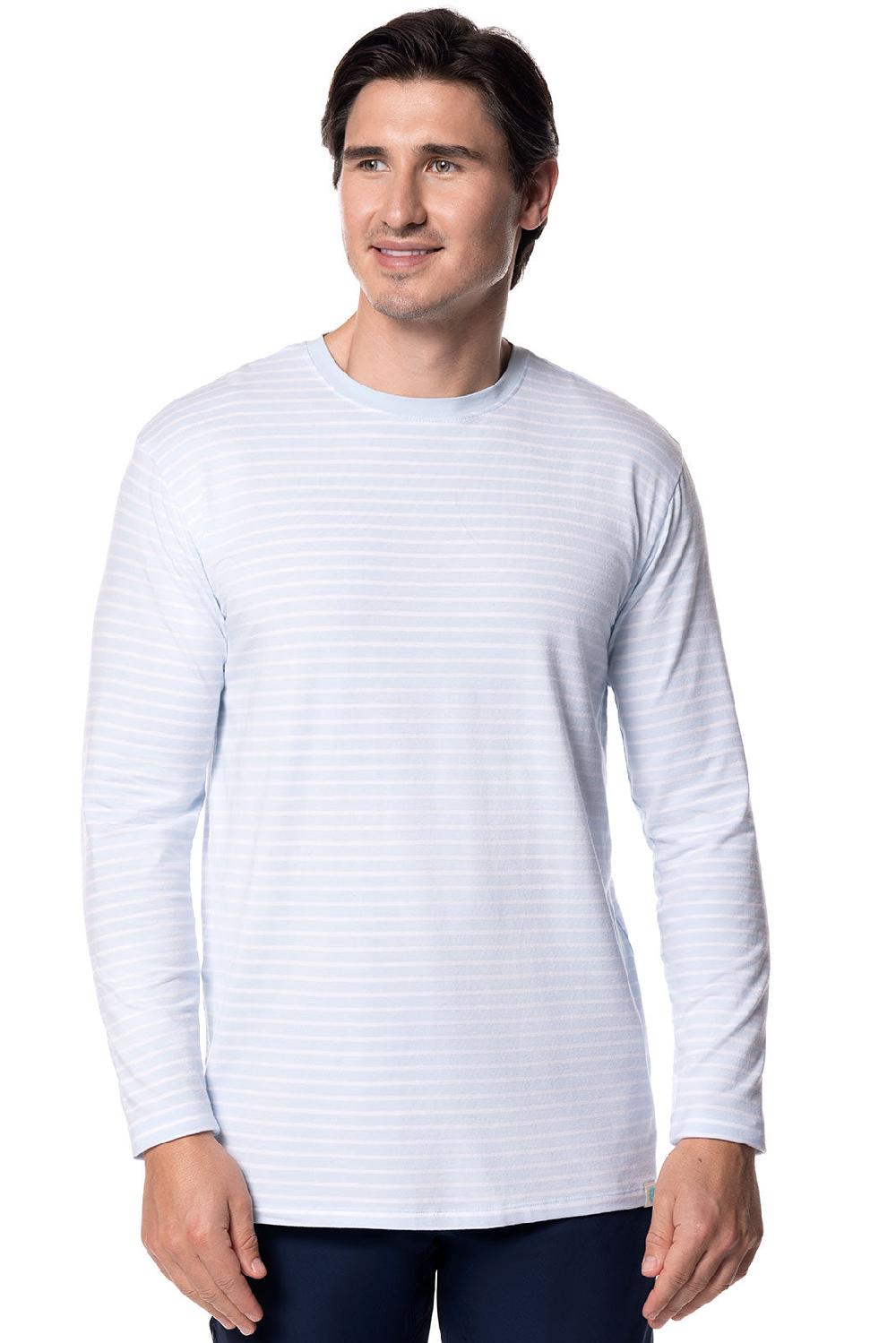 Coolibar Men's Morada Everyday Long Sleeve T-Shirt | Skyride/White Stripe
