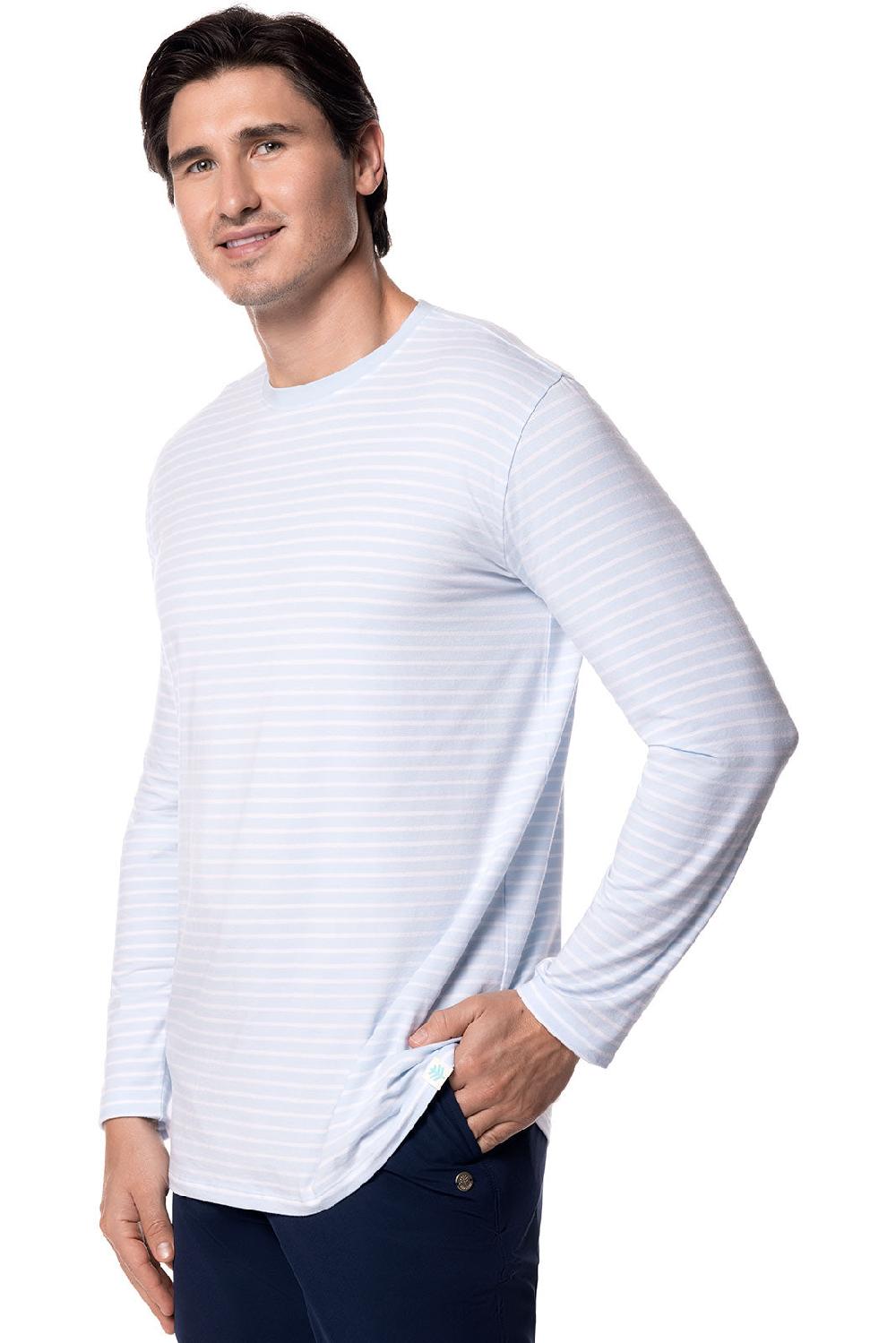 Coolibar Men's Morada Everyday Long Sleeve T-Shirt | Skyride/White Stripe