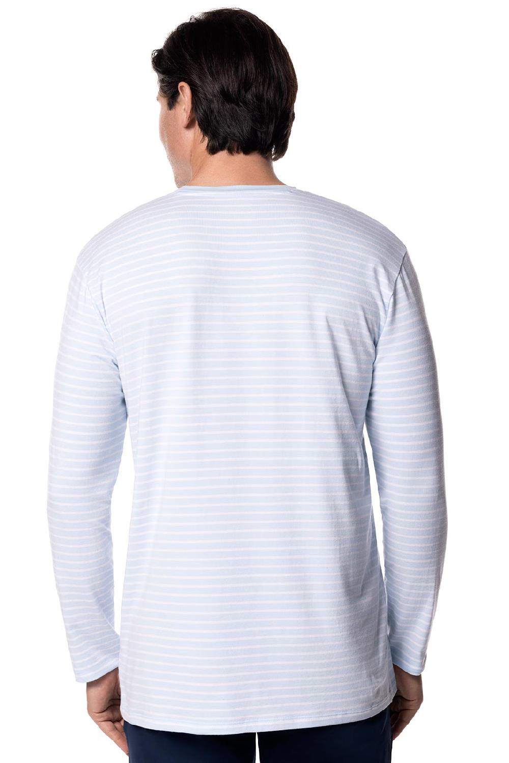 Coolibar Men's Morada Everyday Long Sleeve T-Shirt | Skyride/White Stripe