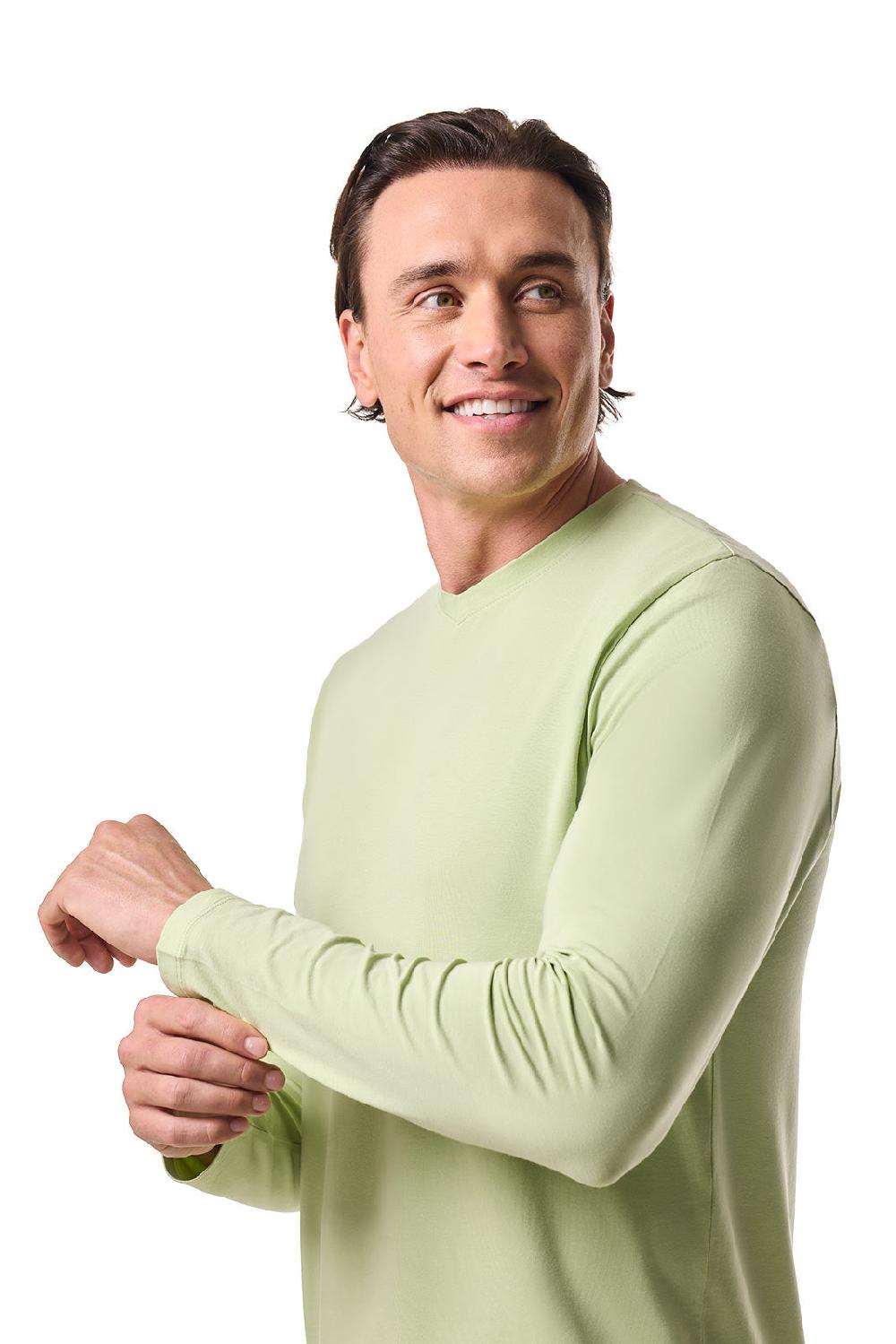 Coolibar Men's Morada Everyday Long Sleeve V-Neck T-Shirt | Seedling