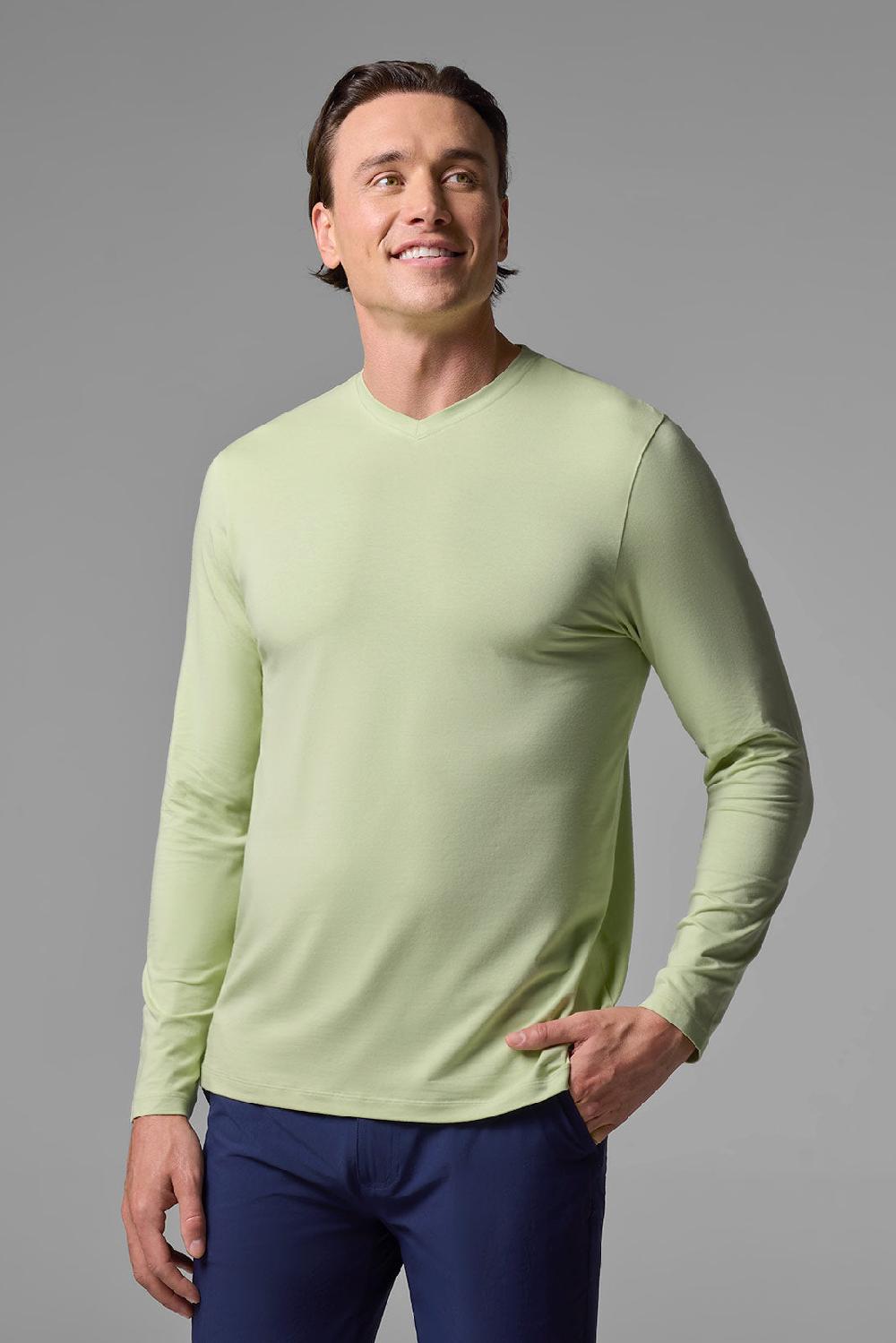 coolibar Men's Morada Everyday Long Sleeve V-Neck T-Shirt | Seedling