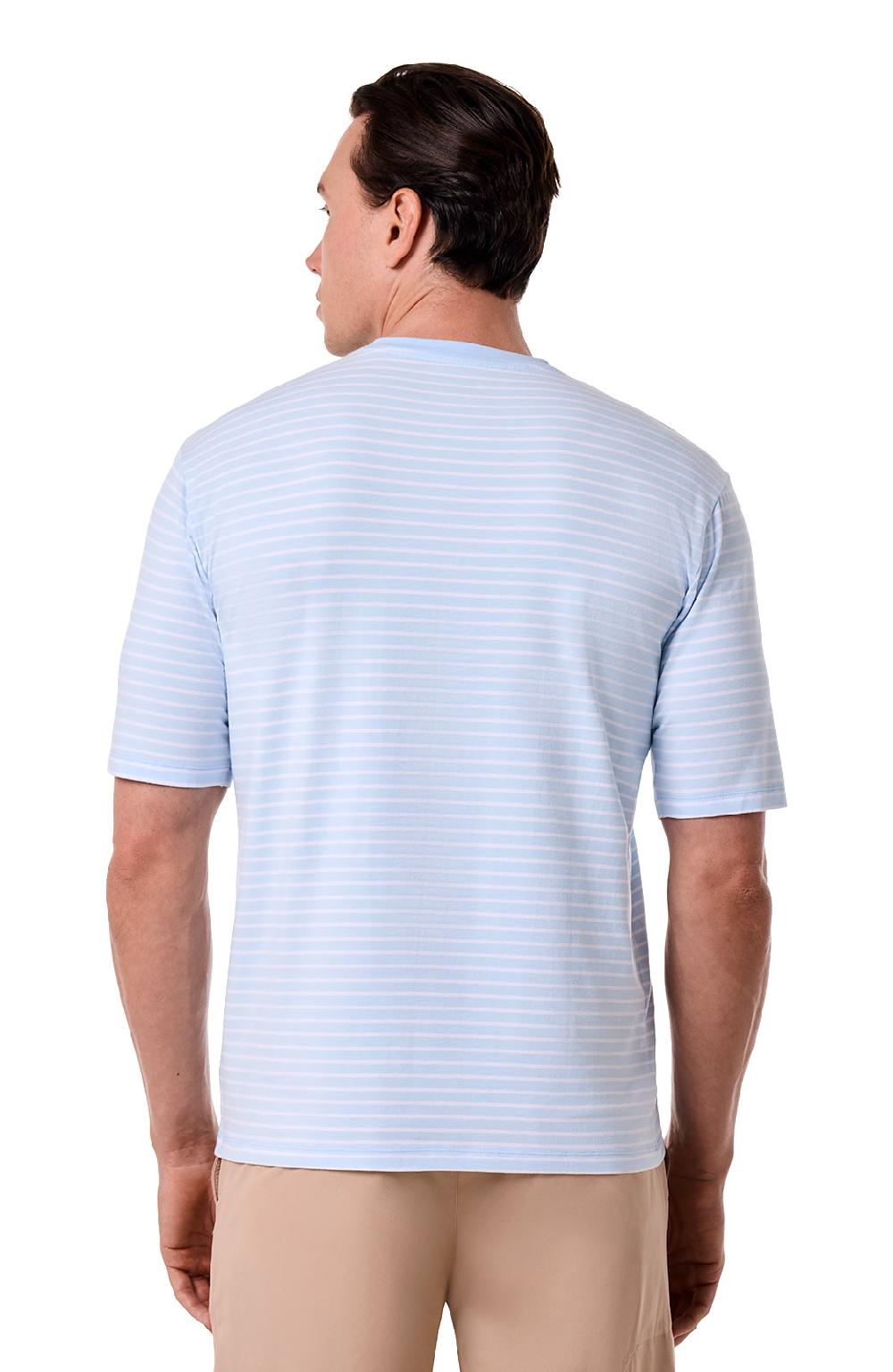 Coolibar Men's Morada Everyday Short Sleeve T-Shirt | Skyride/White Stripe