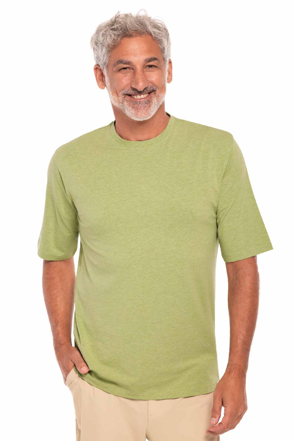 coolibar Men's Morada Everyday Short Sleeve T-Shirt | Willow Green Heather