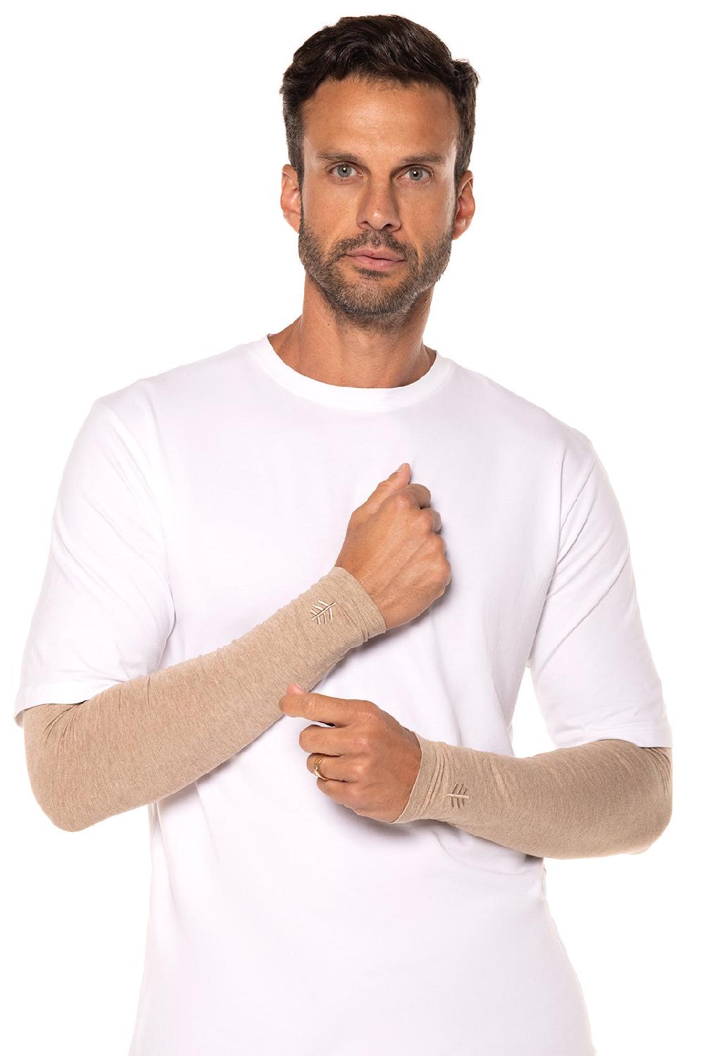 coolibar Men's Navagio Sun Sleeves | Dark Taupe Heather