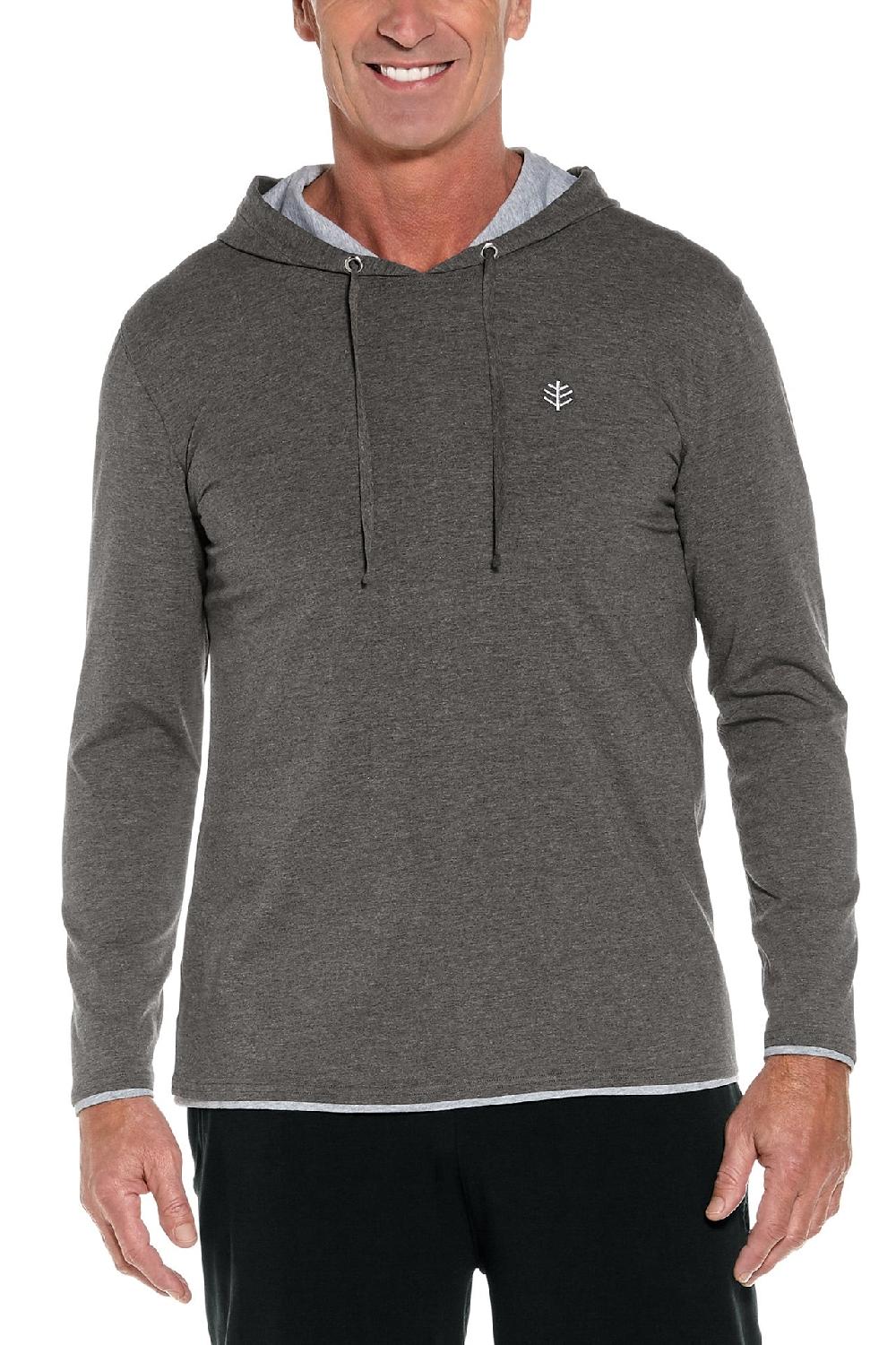 coolibar Men's Oasis Pullover Hoodie | Charcoal Heather