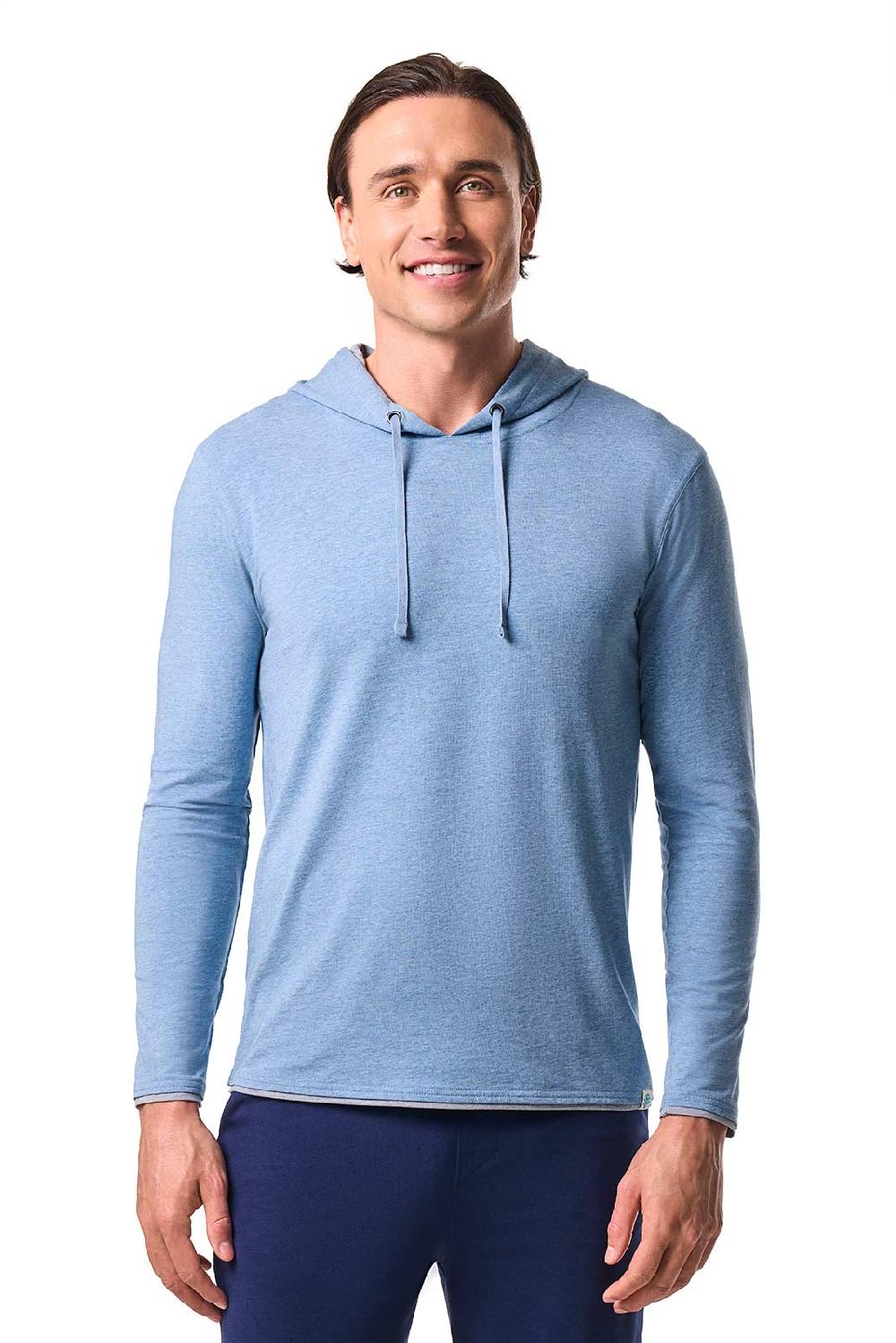 Coolibar Men's Oasis Pullover Hoodie | Light Blue Heather