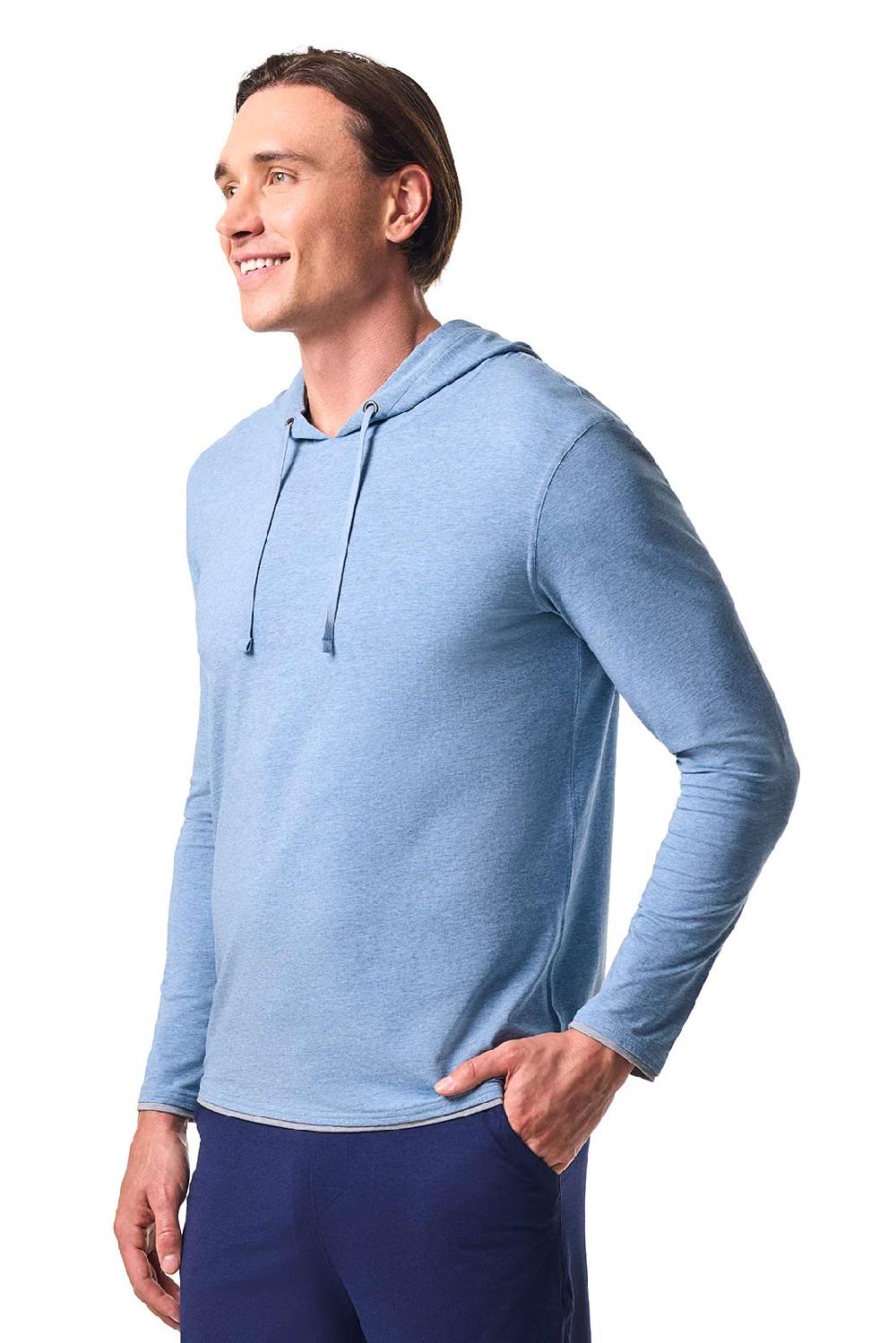 Coolibar Men's Oasis Pullover Hoodie | Light Blue Heather