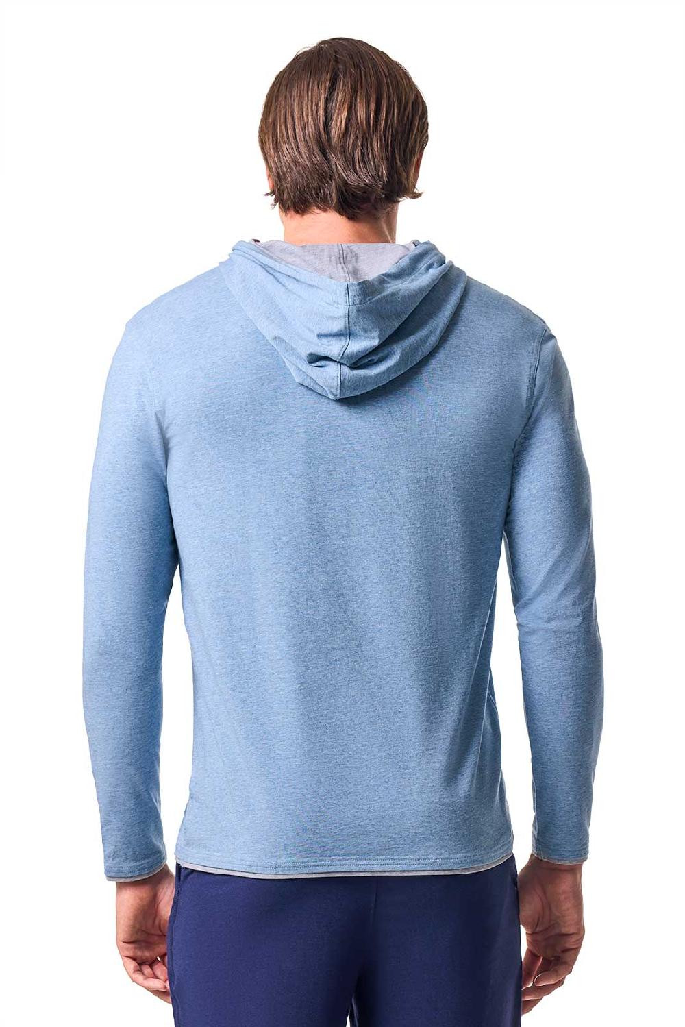Coolibar Men's Oasis Pullover Hoodie | Light Blue Heather