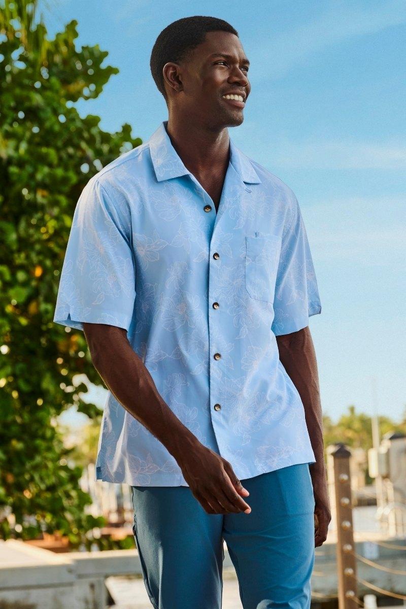 coolibar Men's Safari Camp Shirt | Skyride Perfect Peony