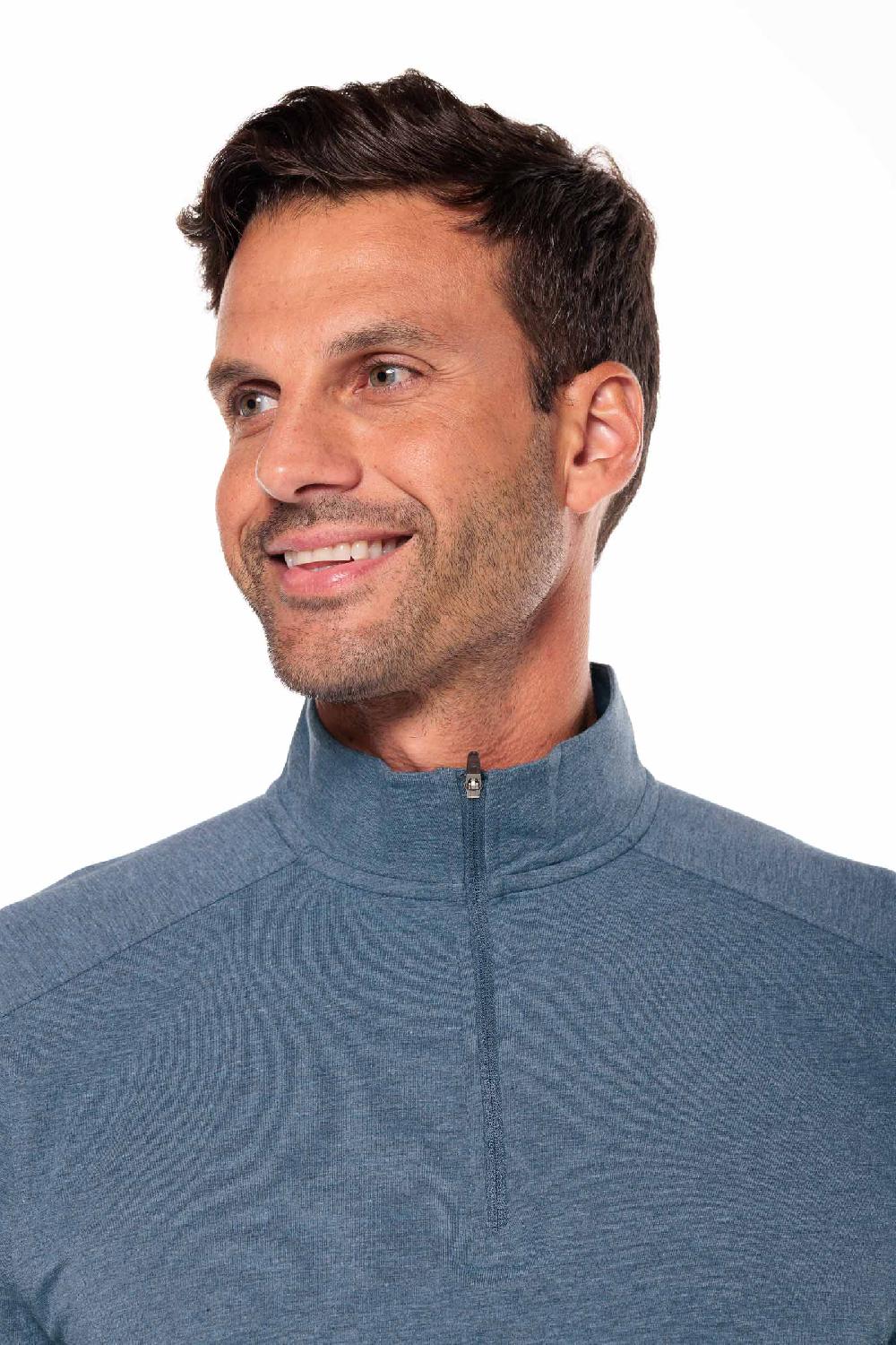 Coolibar Men's Sonora Quarter-Zip | Tidal Blue Heather
