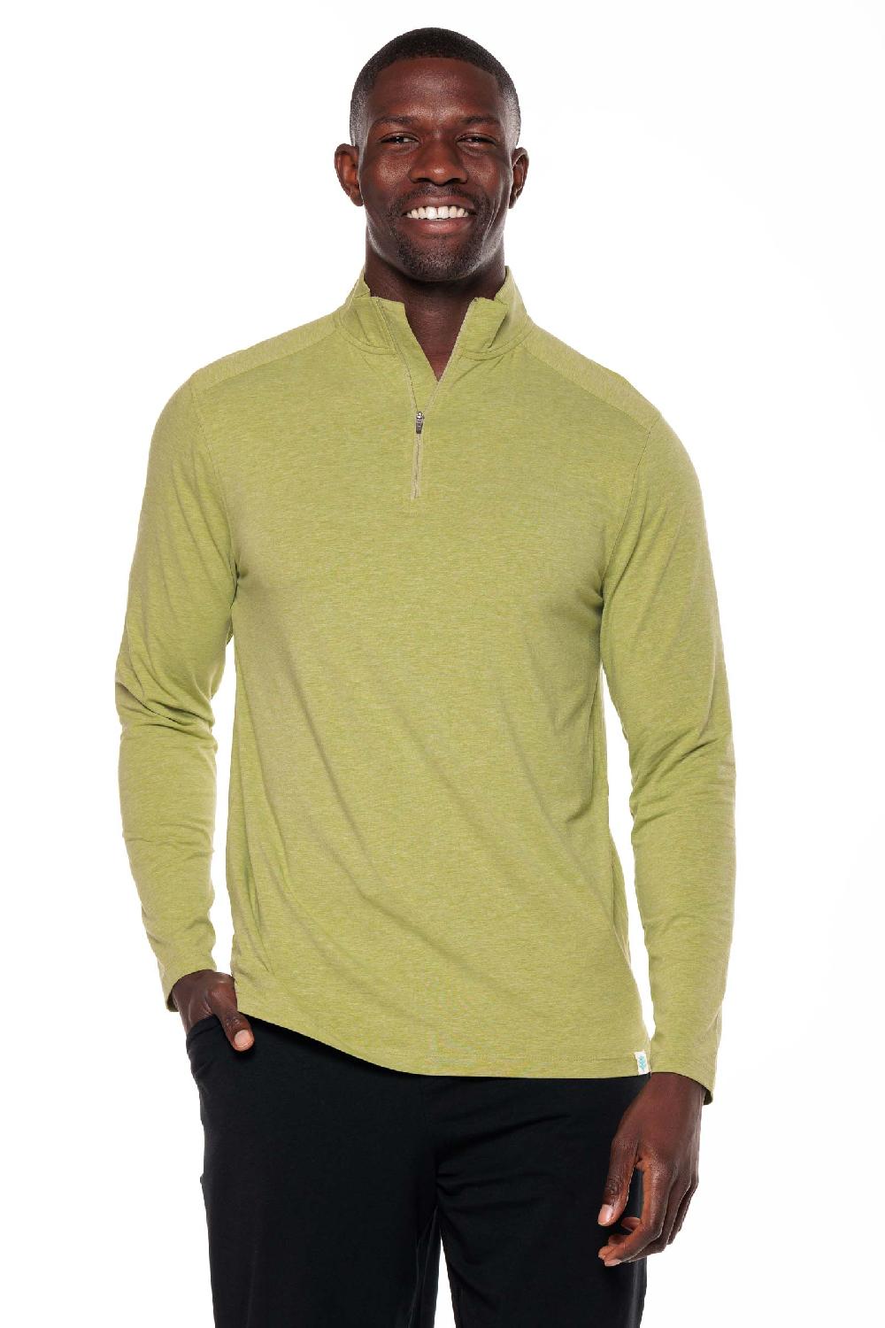 coolibar Men's Sonora Quarter-Zip | Willow Green Heather