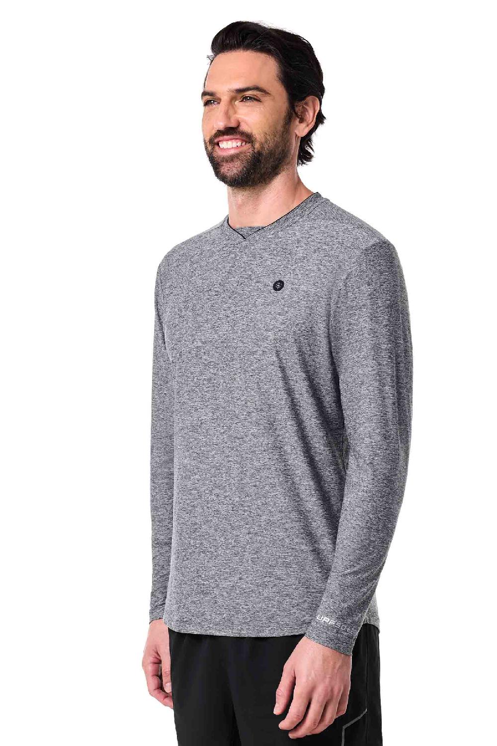 Coolibar Men's Tiebreaker Long Sleeve Tee | Charcoal Heather