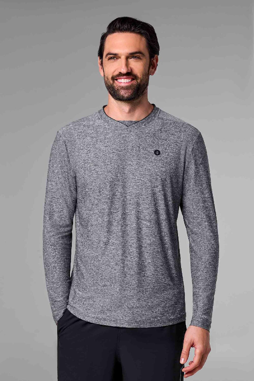 coolibar Men's Tiebreaker Long Sleeve Tee | Charcoal Heather