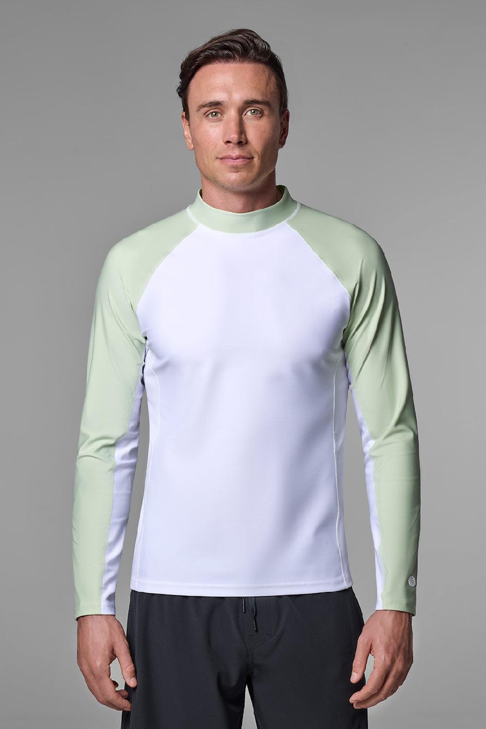 coolibar Men's Tulum Long Sleeve Surf Rash Guard | Seedling Colorblock