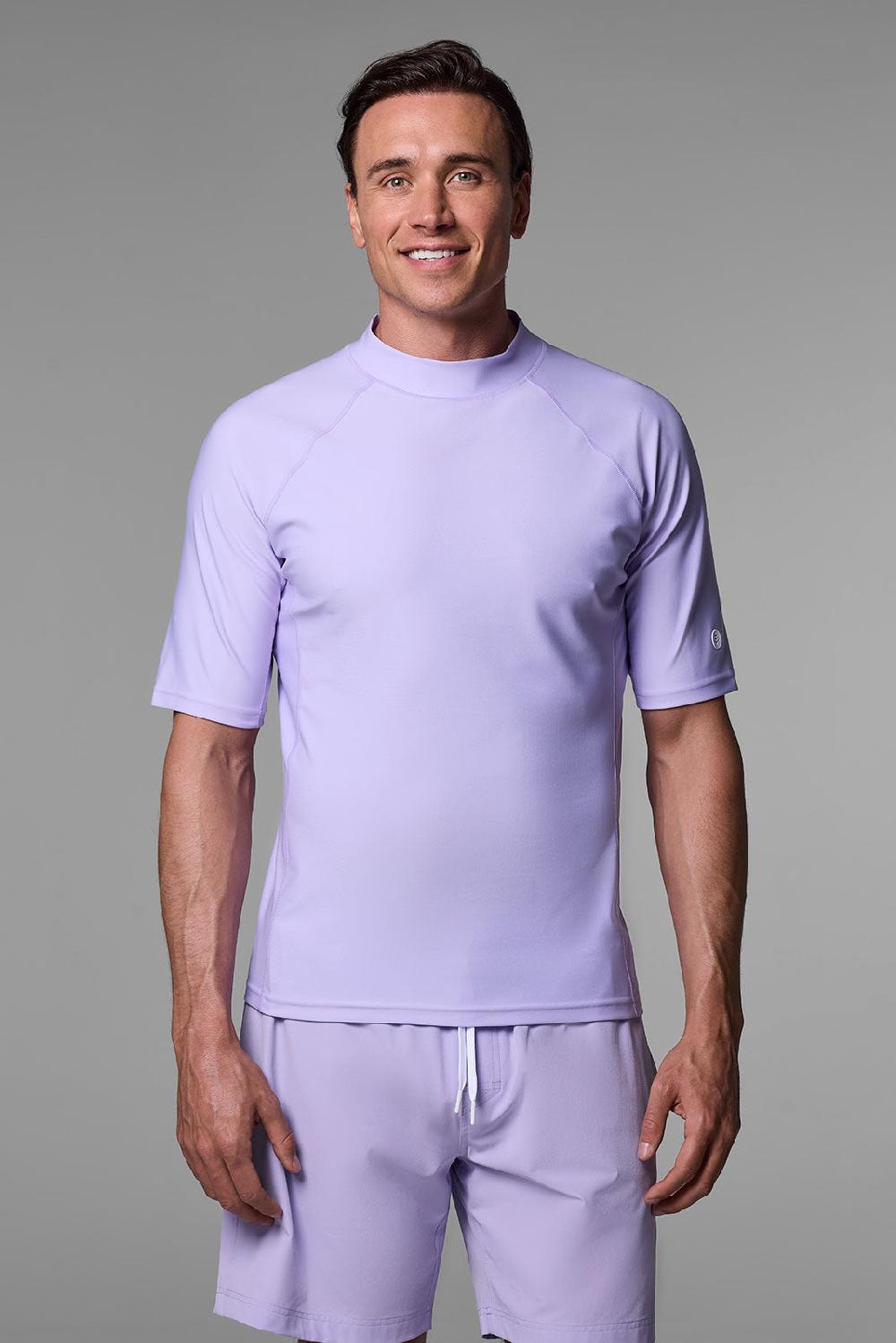 coolibar Men's Tulum Short Sleeve Surf Rash Guard | Lavendula