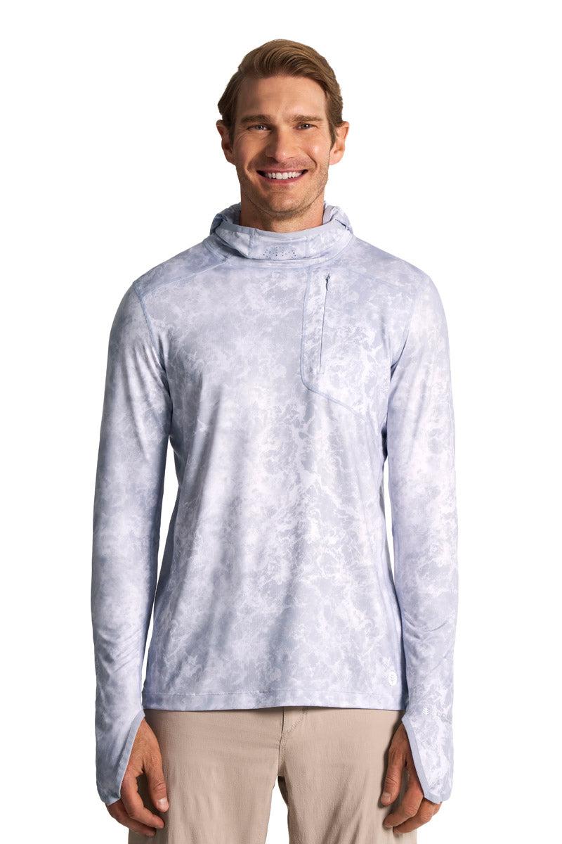 Coolibar Men's Vented Andros Fishing Hoodie | Grey Water Print