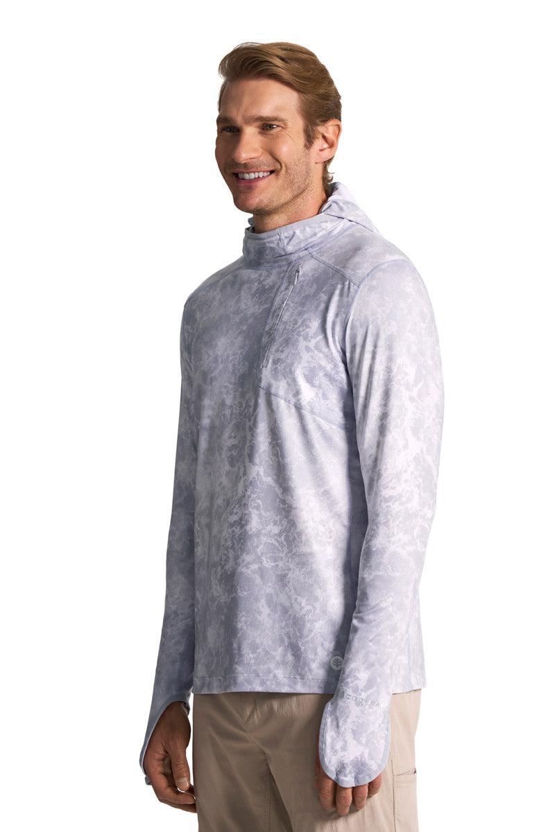 Coolibar Men's Vented Andros Fishing Hoodie | Grey Water Print