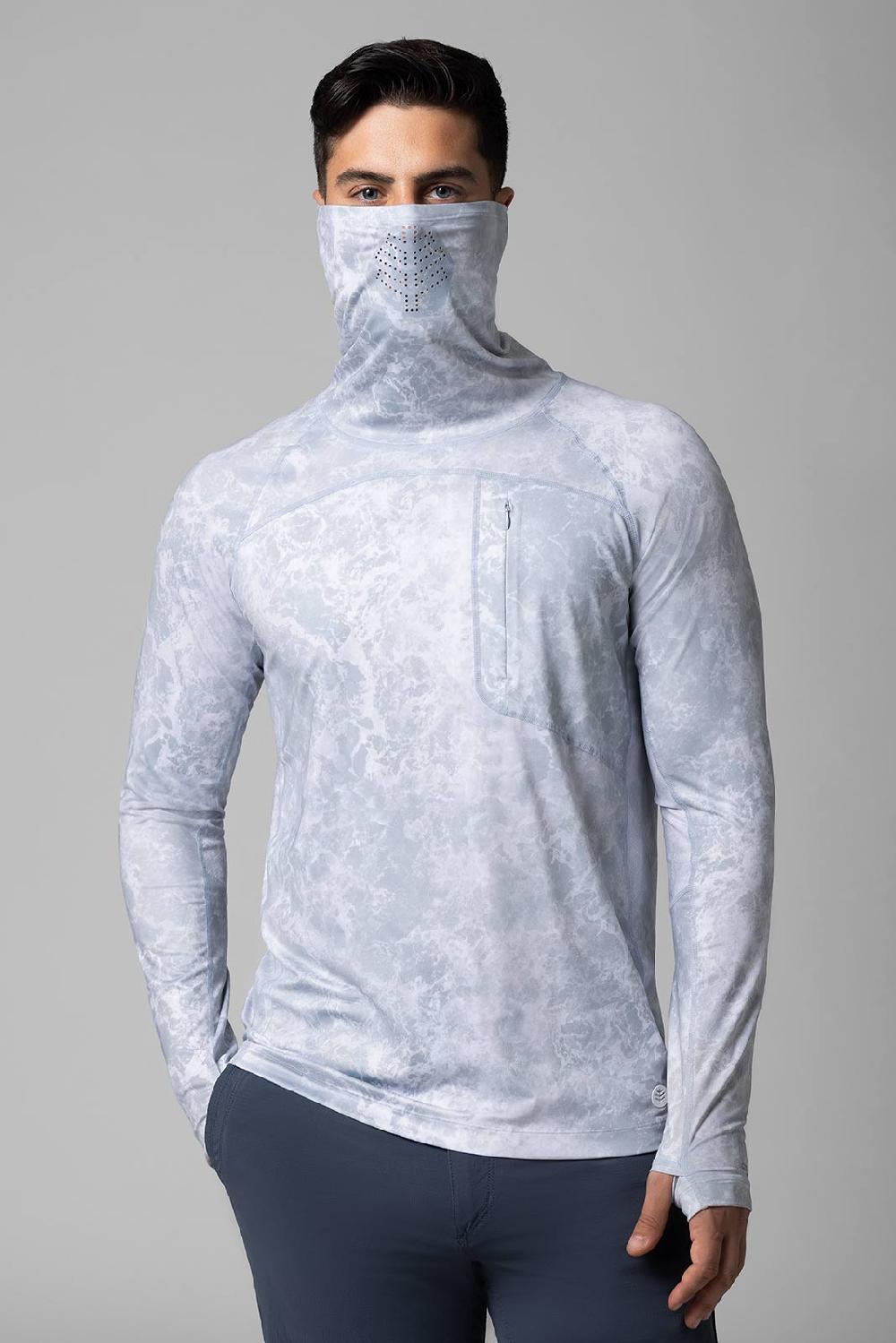 coolibar Men's Vented Andros Fishing Tee | Grey Water Print