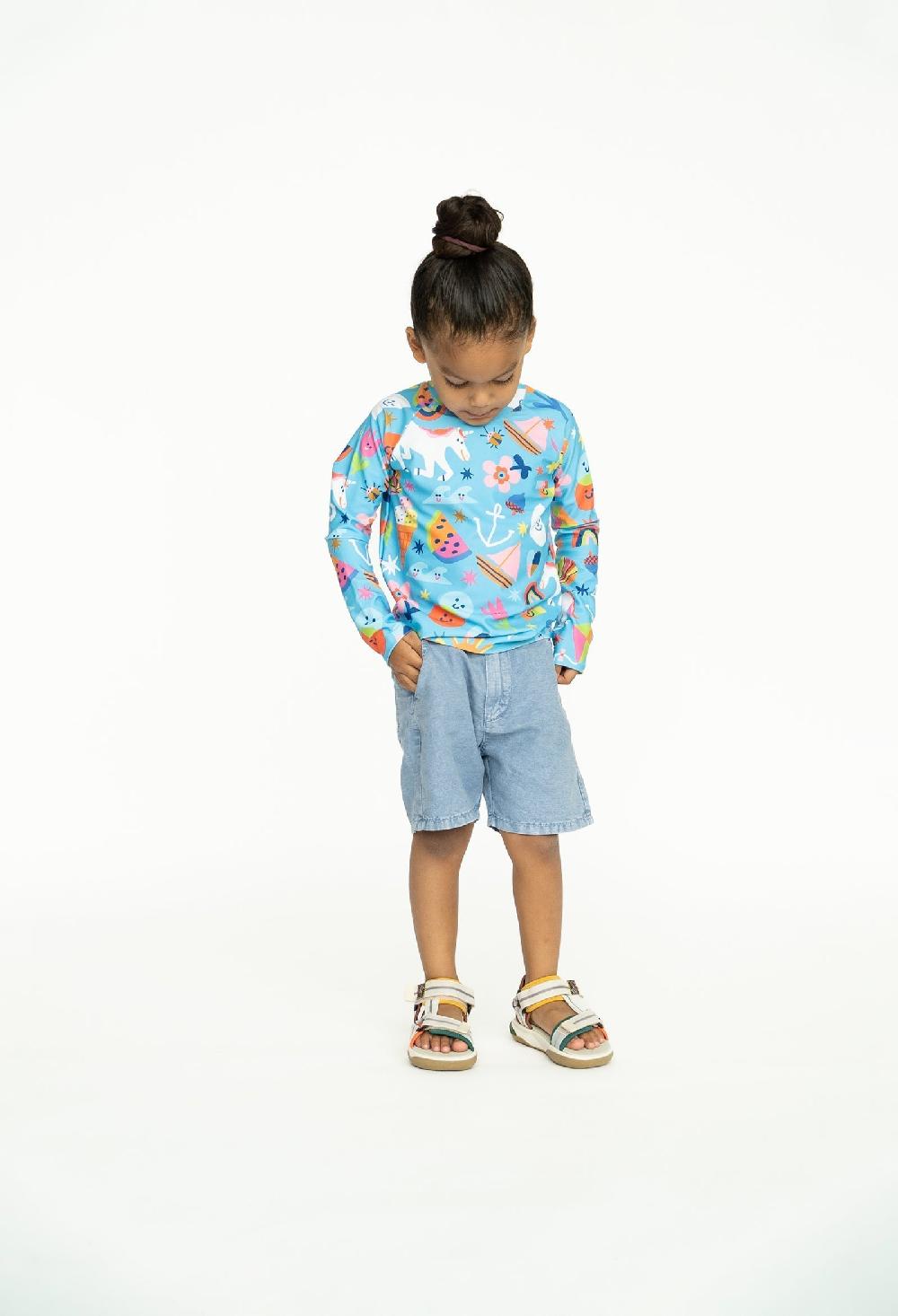 coolibar Mini Blake - Kids Long Sleeve Rash Guard - Rainbows & Unicorns | Rainbows & Unicorns