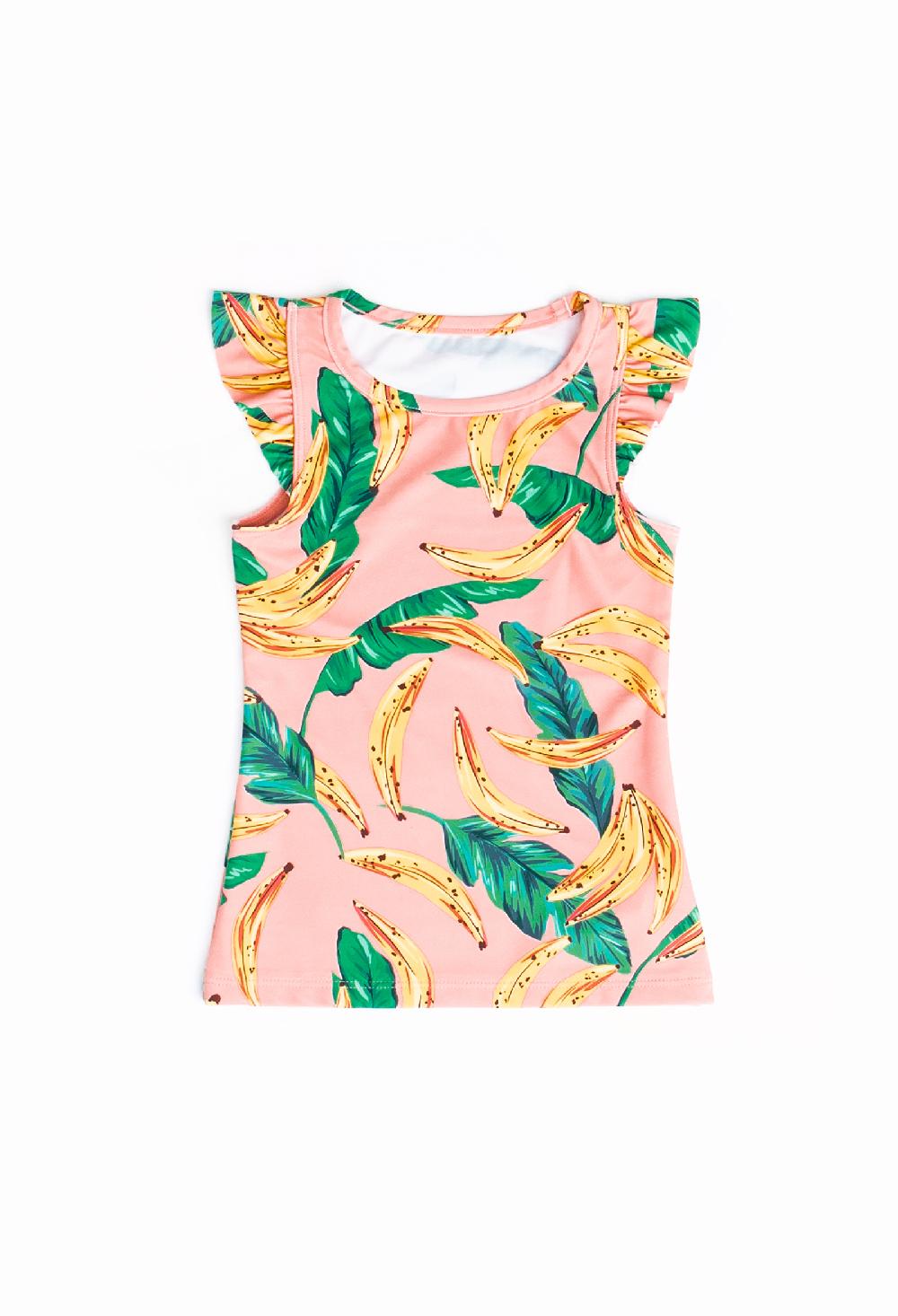 coolibar Mini Eve - Girls Ruffle Swim Top - Banana Palm | Banana Palm