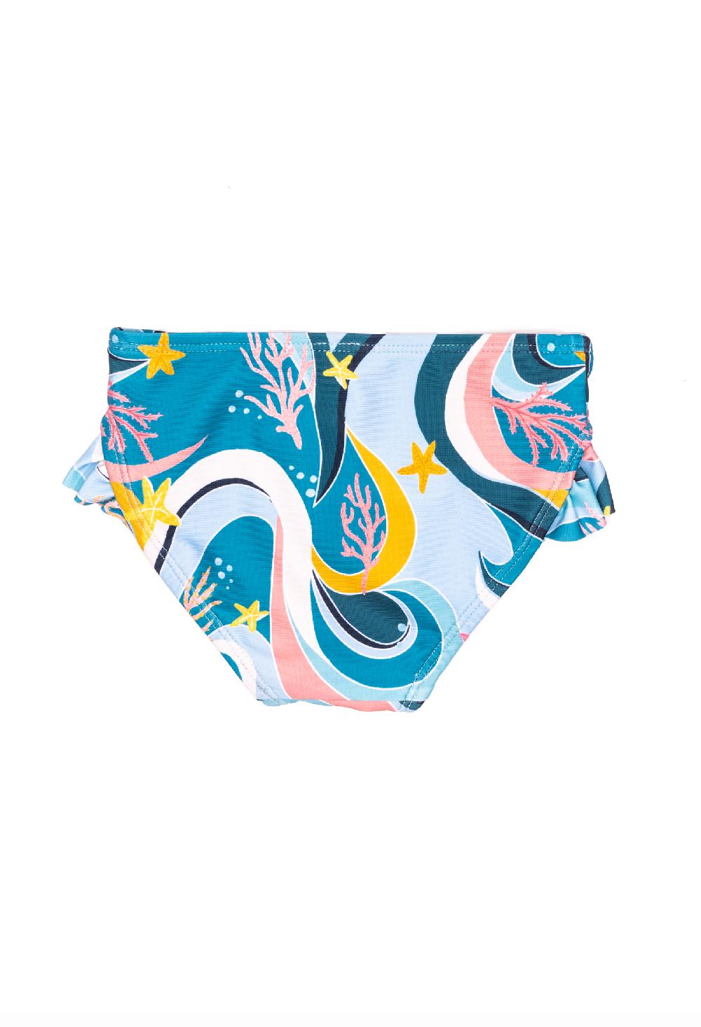 Coolibar Mini Gemma - Girls Ruffle Swim Bottom - Ocean Candy Wave Pacific Blue | Ocean Candy Wave Pacific Blue