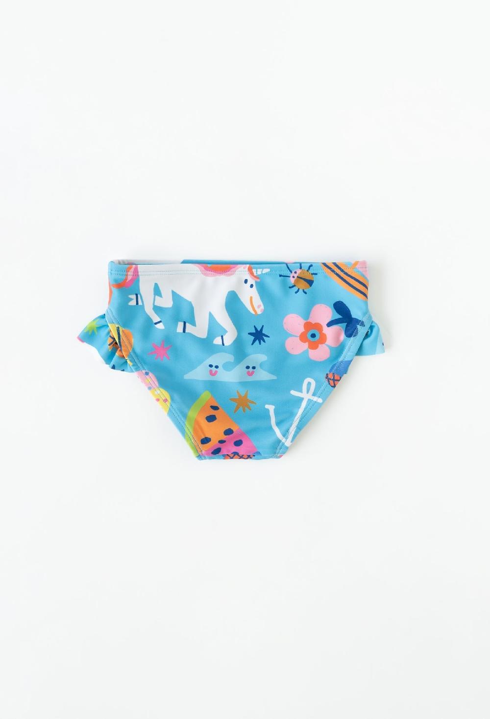 Coolibar Mini Gemma - Girls Ruffle Swim Bottom - Rainbows & Unicorns | Rainbows & Unicorns