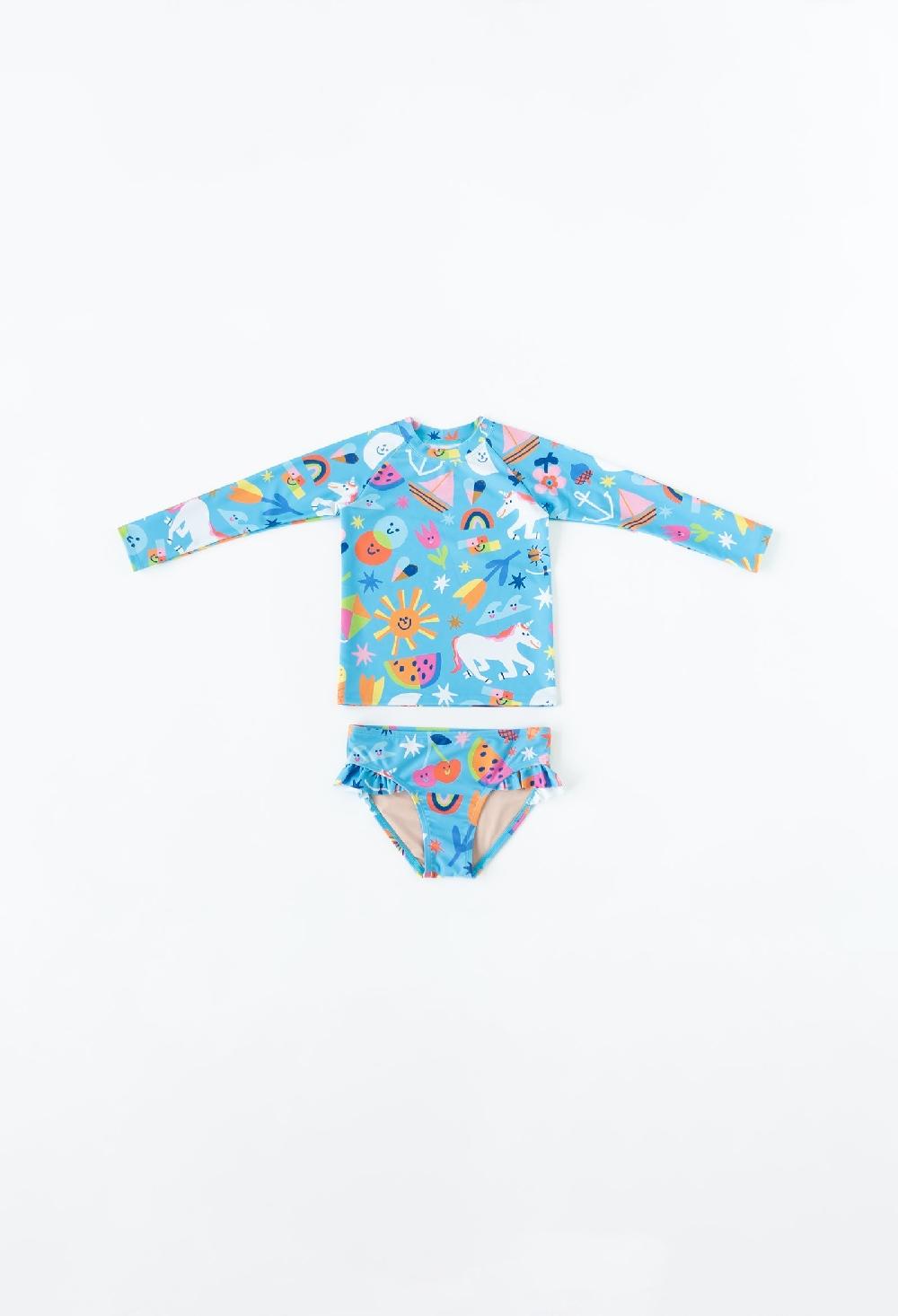 Coolibar Mini Gemma - Girls Ruffle Swim Bottom - Rainbows & Unicorns | Rainbows & Unicorns