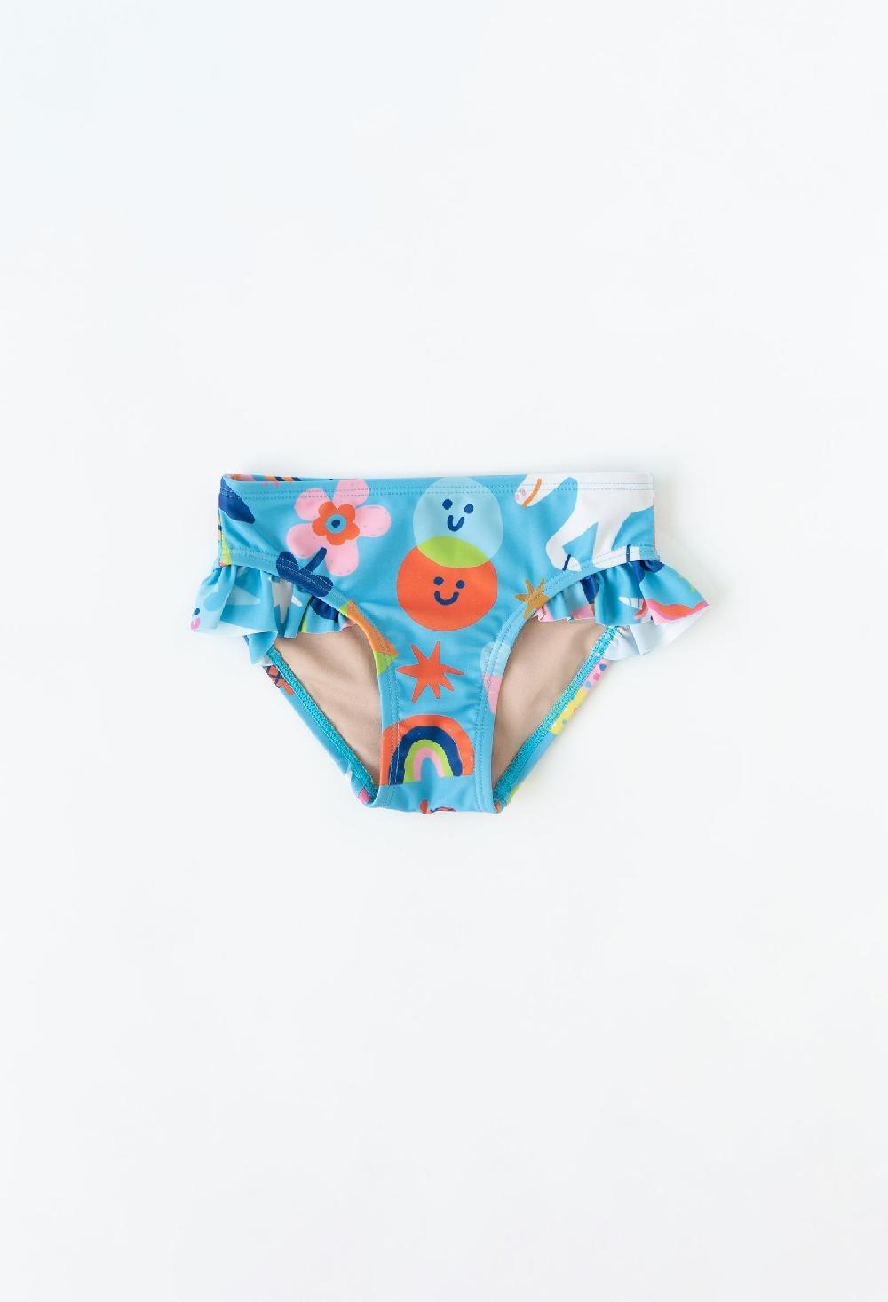 coolibar Mini Gemma - Girls Ruffle Swim Bottom - Rainbows & Unicorns | Rainbows & Unicorns