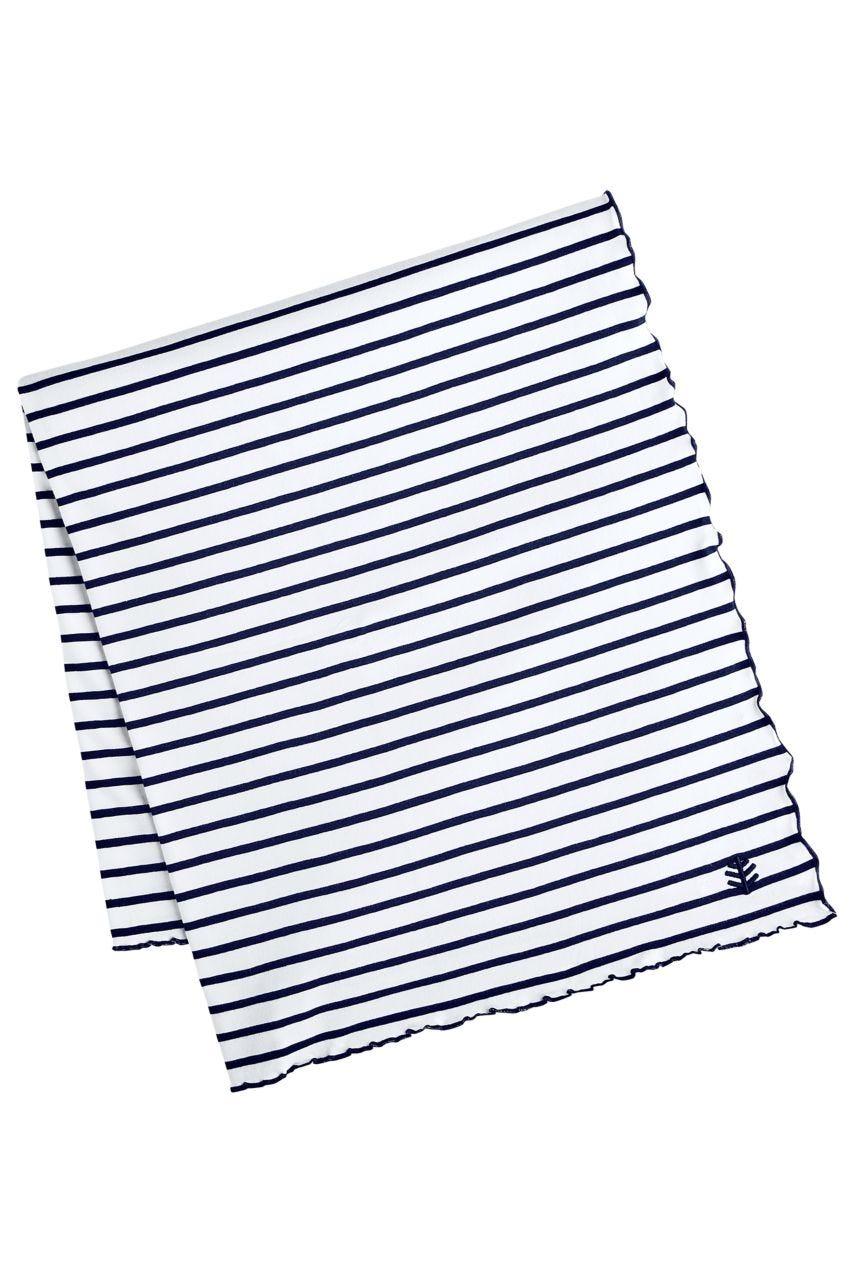 Coolibar Savannah Adult Sun Blanket | White/Navy Stripe