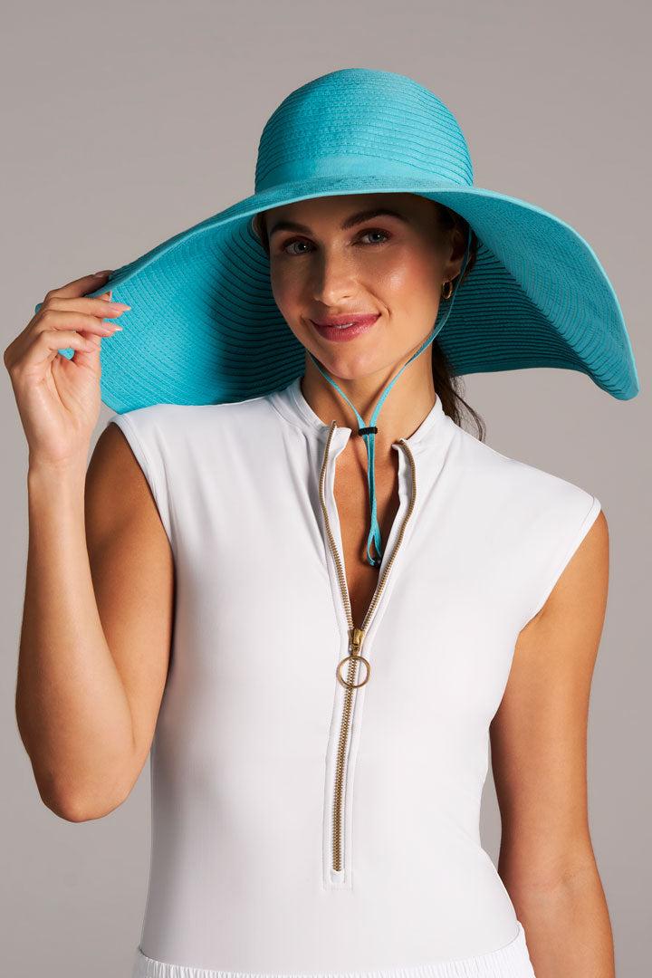 coolibar Shelby Shapeable Poolside Hat | Blue Curacao