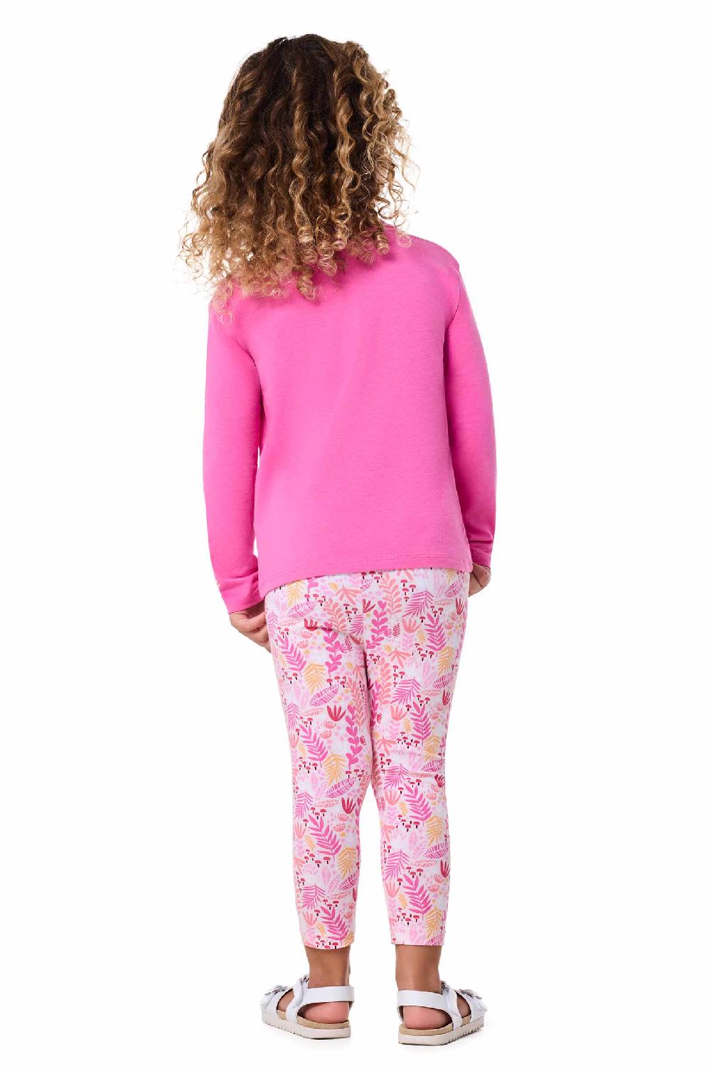 Coolibar Toddler Coco Plum Everyday Long Sleeve Graphic T-Shirt | Tulip Pink Blooming Forest