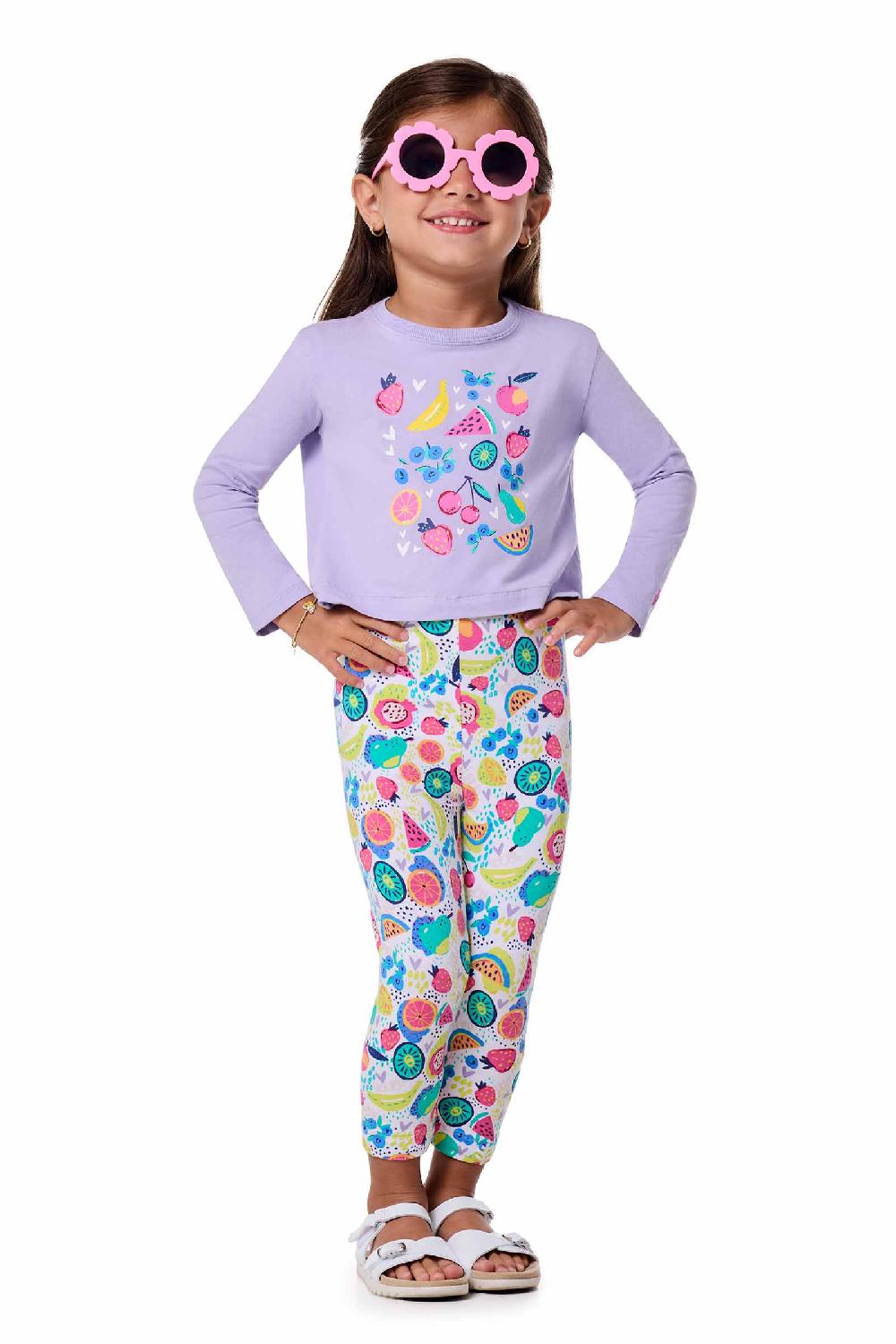 Coolibar Toddler Coco Plum Everyday Long Sleeve Graphic T-Shirt | Lavendula Fruit Party