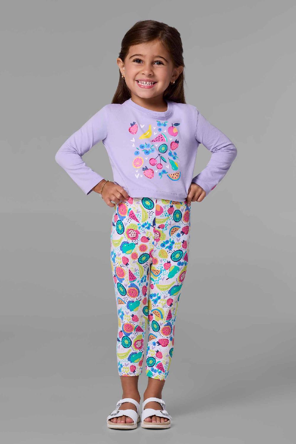 coolibar Toddler Coco Plum Everyday Long Sleeve Graphic T-Shirt | Lavendula Fruit Party