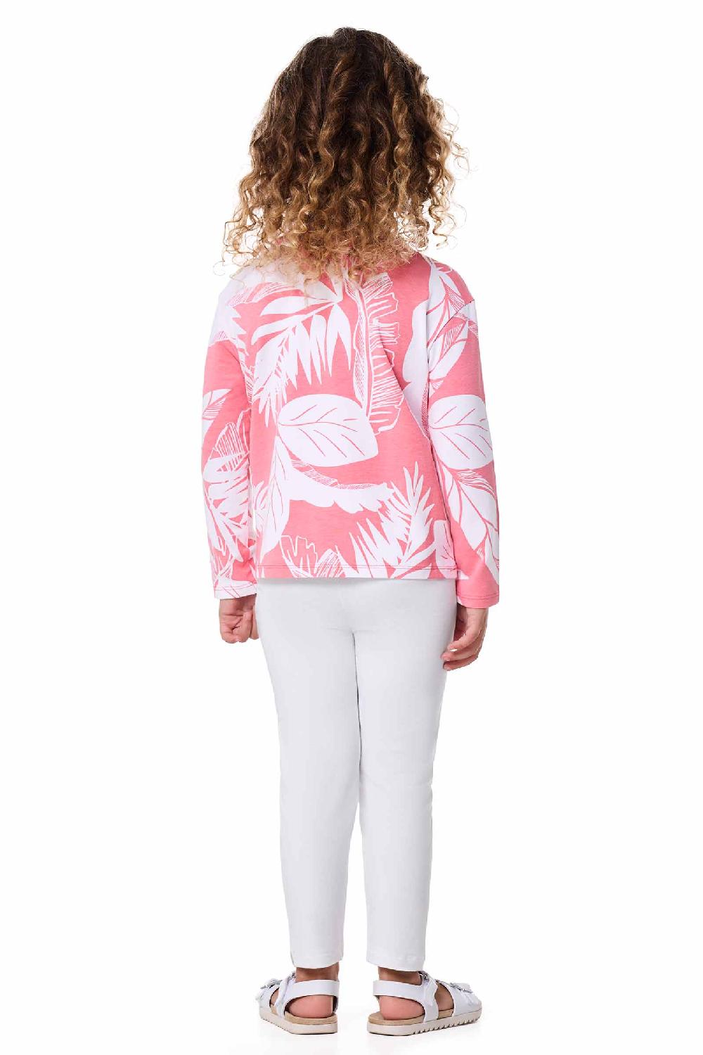 Coolibar Toddler Coco Plum Everyday Long Sleeve T-Shirt | Flamingo Pink Palm Paradise
