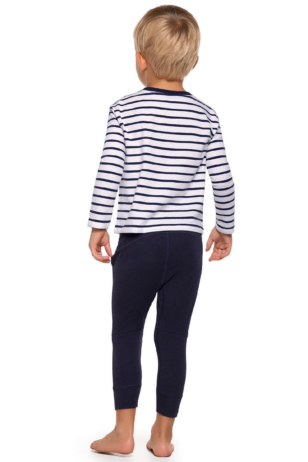 Coolibar Toddler Coco Plum Everyday Long Sleeve T-Shirt | White/Navy Stripe