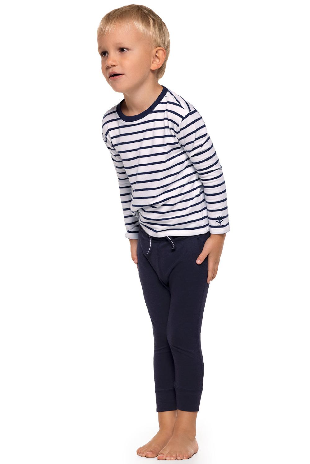 Coolibar Toddler Coco Plum Everyday Long Sleeve T-Shirt | White/Navy Stripe