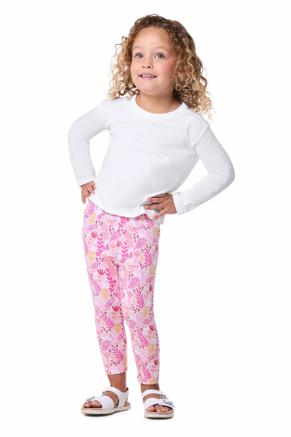 Coolibar Toddler Monterey Summer Leggings | Soft Pink Blooming Forest