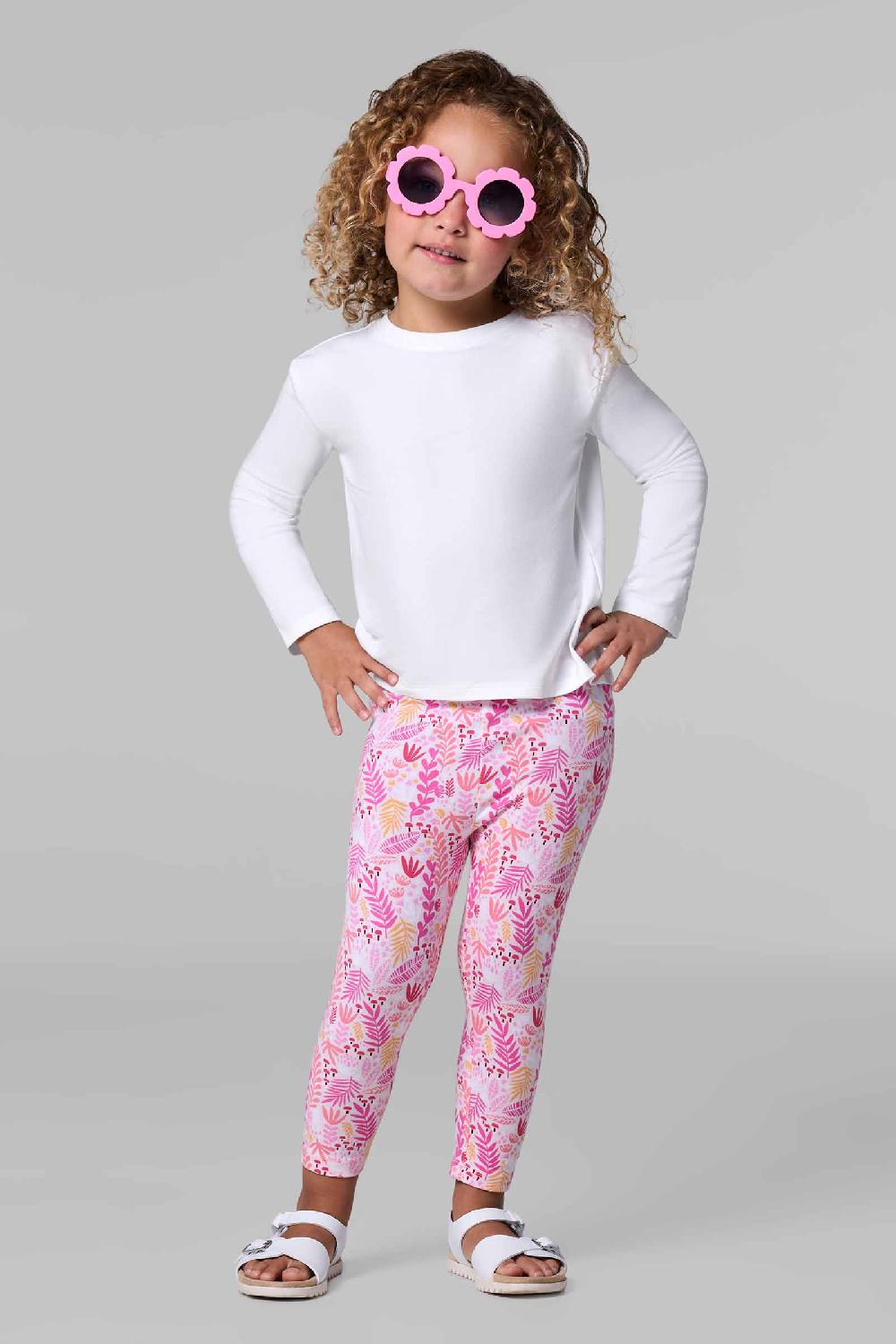 coolibar Toddler Monterey Summer Leggings | Soft Pink Blooming Forest