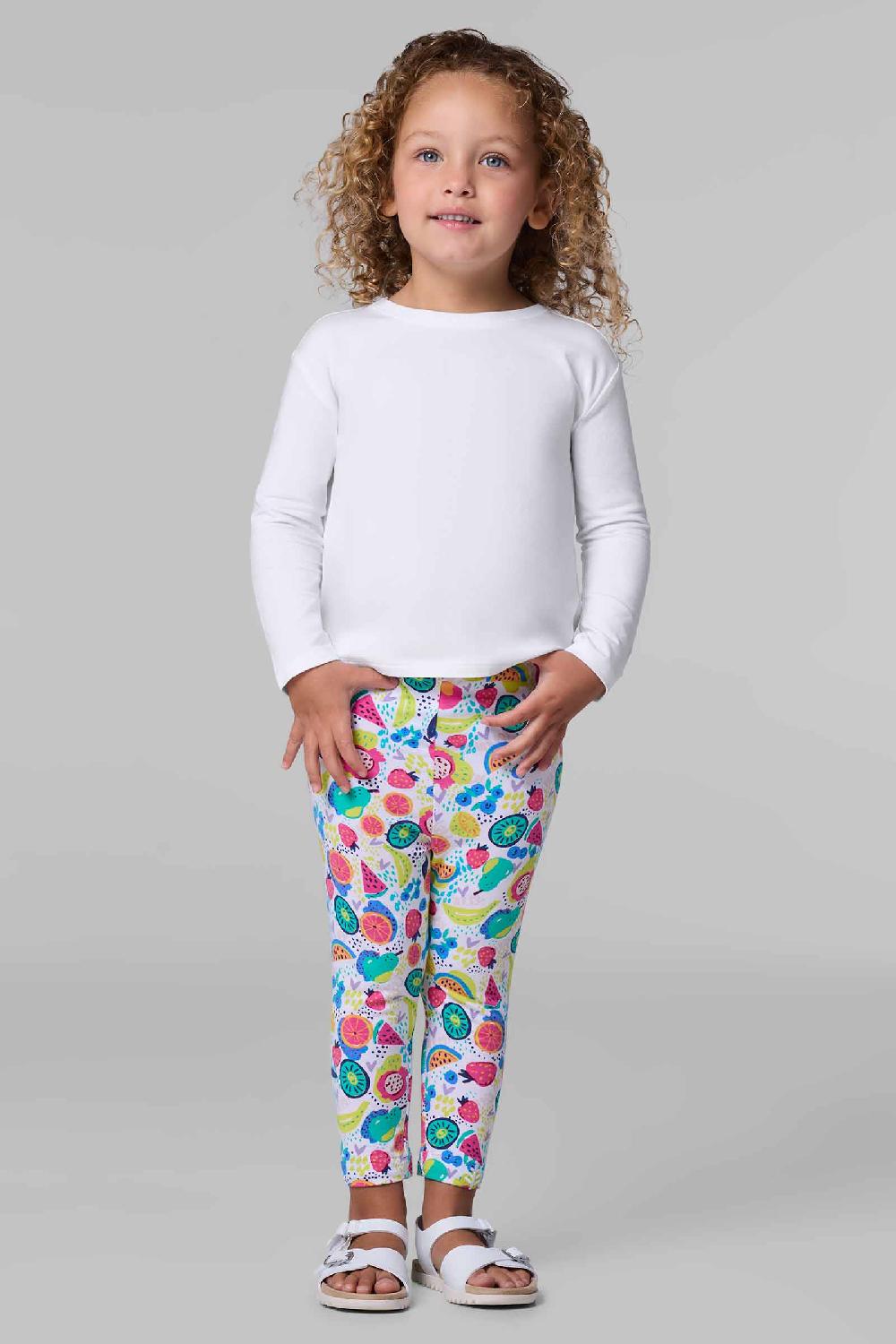 coolibar Toddler Monterey Summer Leggings | White Fruit Party
