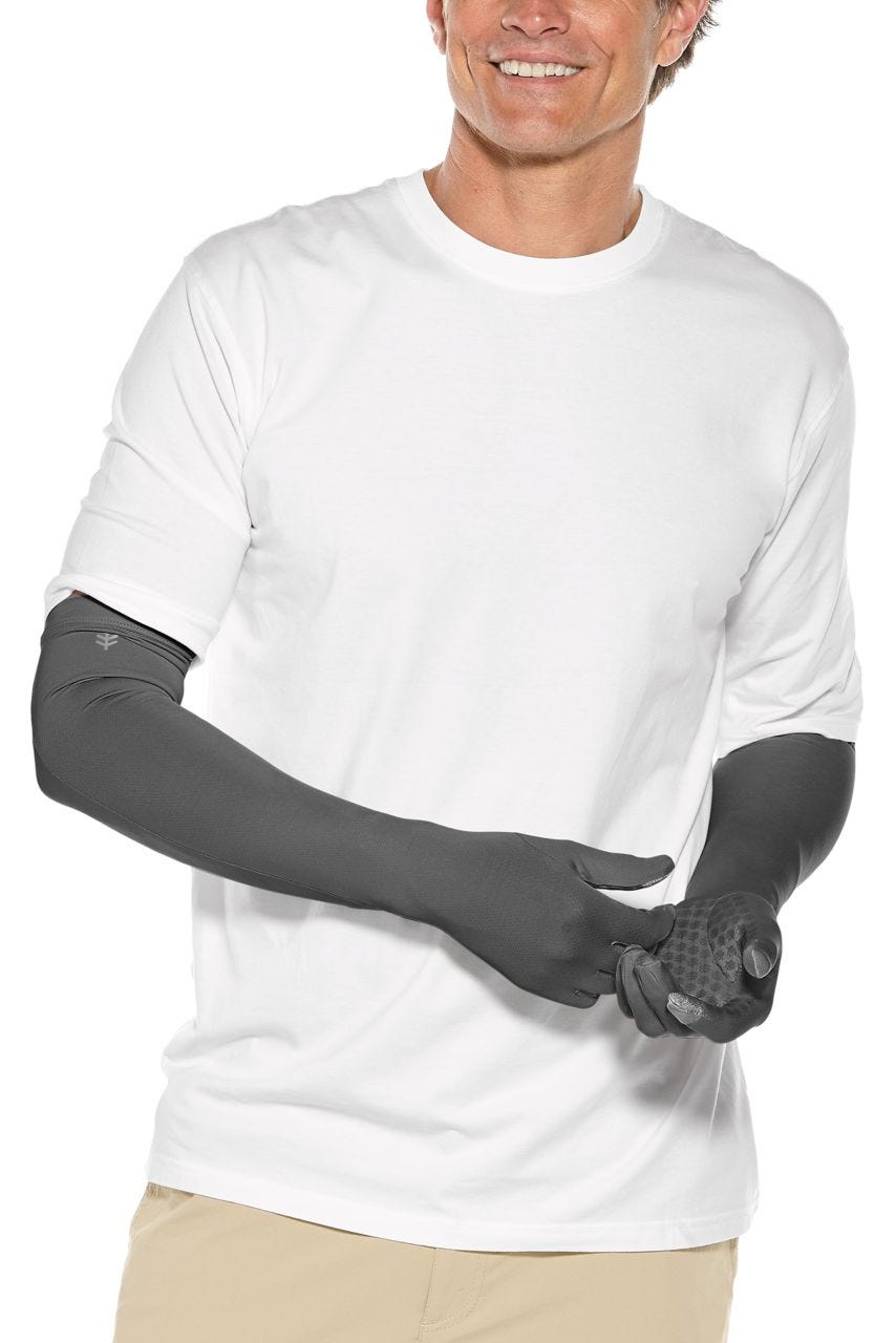 Coolibar Unisex Culebra UV Long Sun Gloves | Charcoal