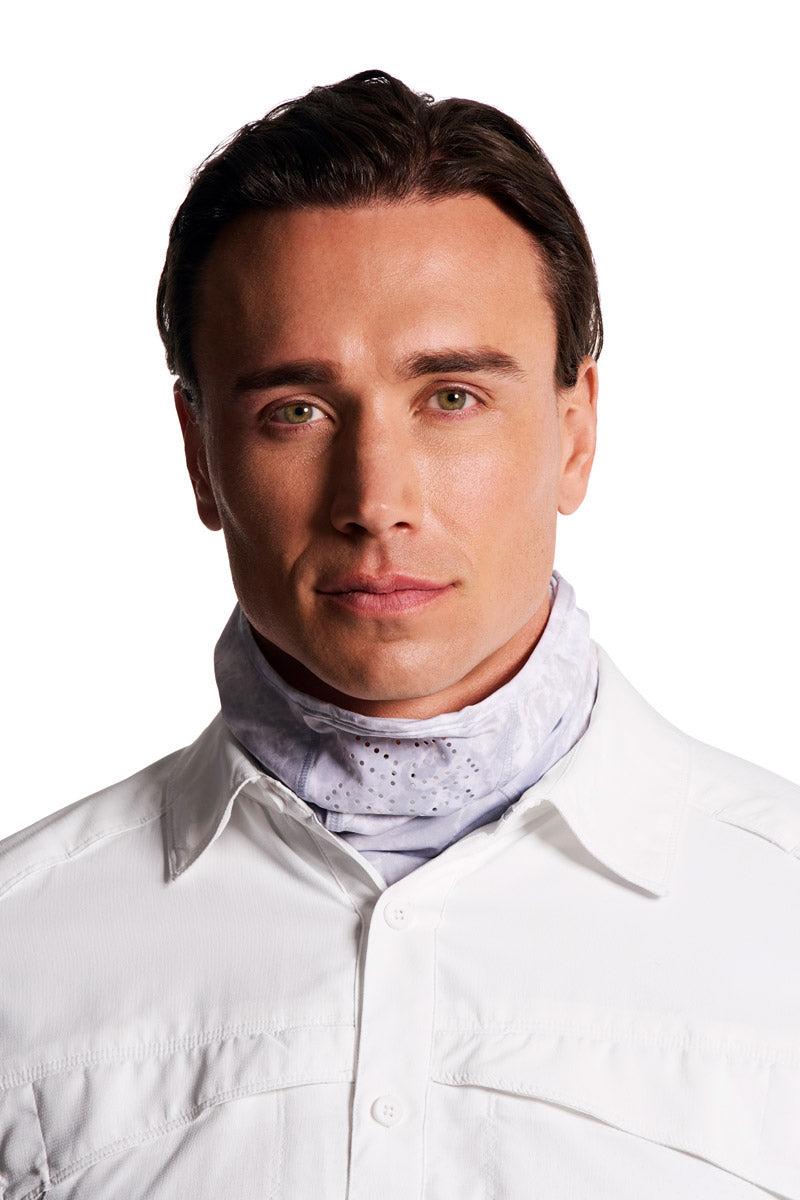 Coolibar Unisex MaxShield Fishing Gaiter | Grey Water Print