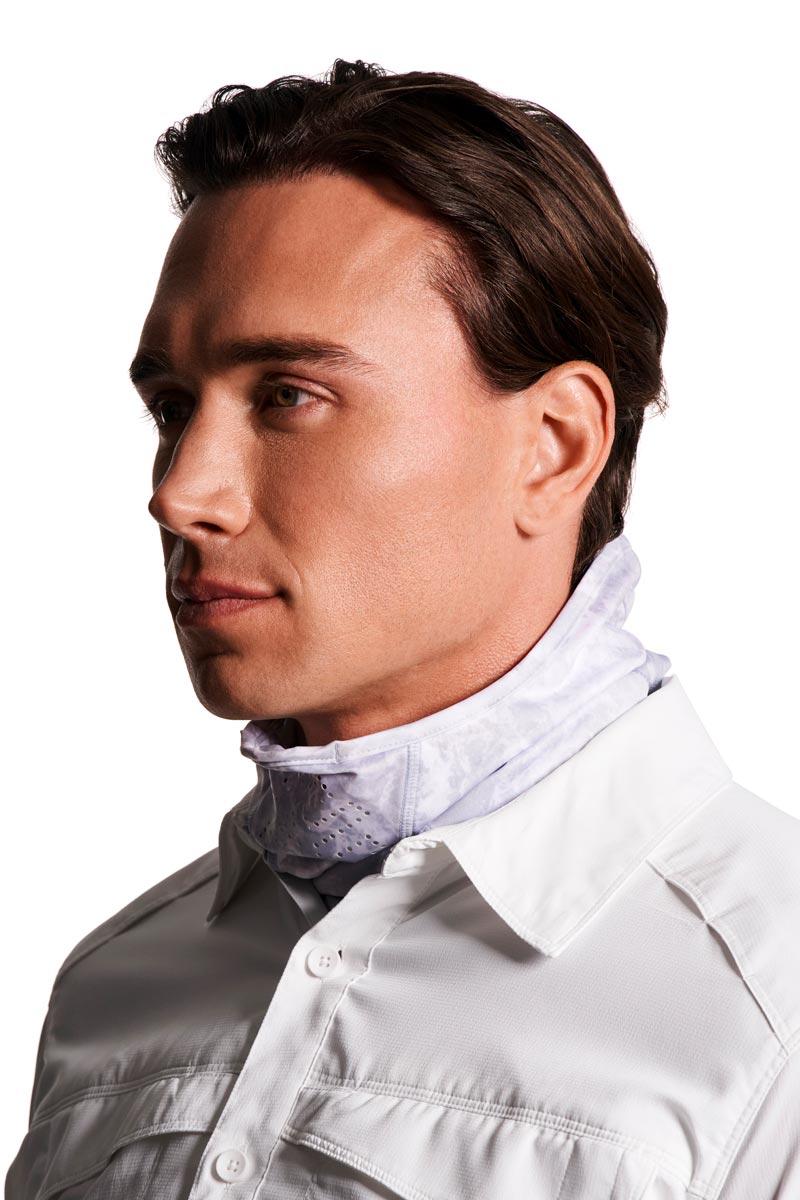 Coolibar Unisex MaxShield Fishing Gaiter | Grey Water Print