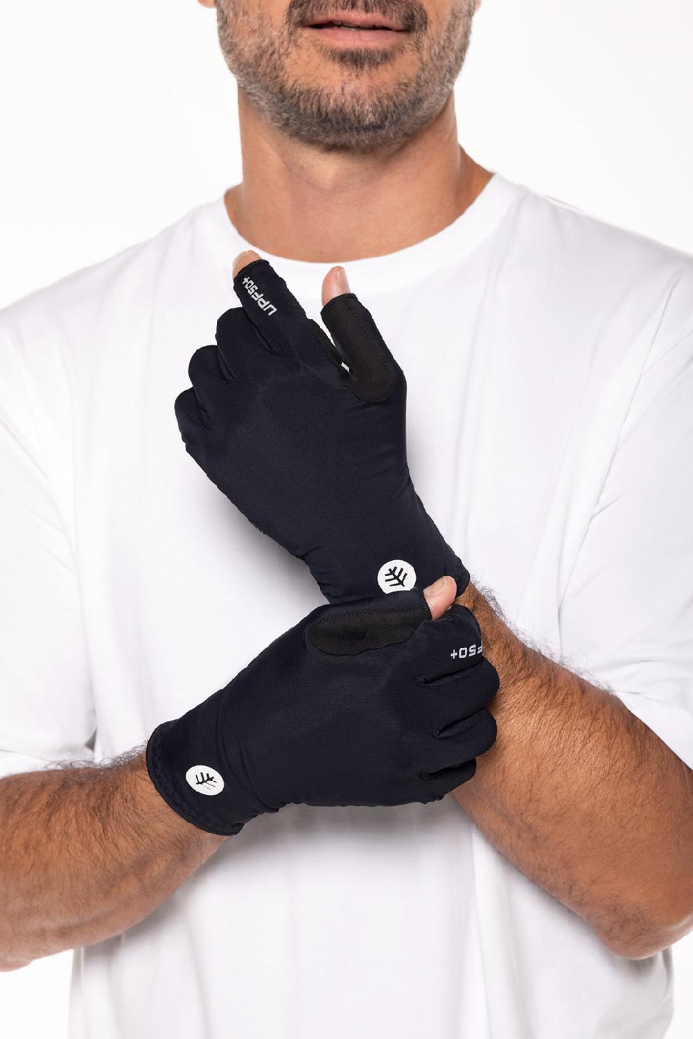 coolibar Unisex MaxShield Multi-Sport Fingerless Gloves | Black
