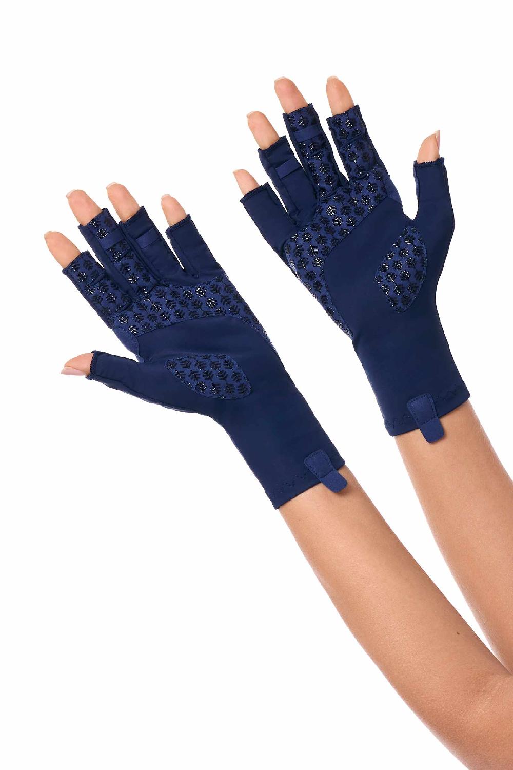 Coolibar Unisex MaxShield Multi-Sport Fingerless Gloves | Navy