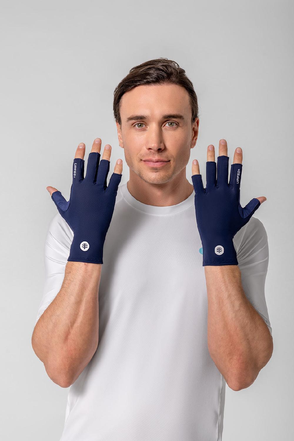 Coolibar Unisex MaxShield Multi-Sport Fingerless Gloves | Navy
