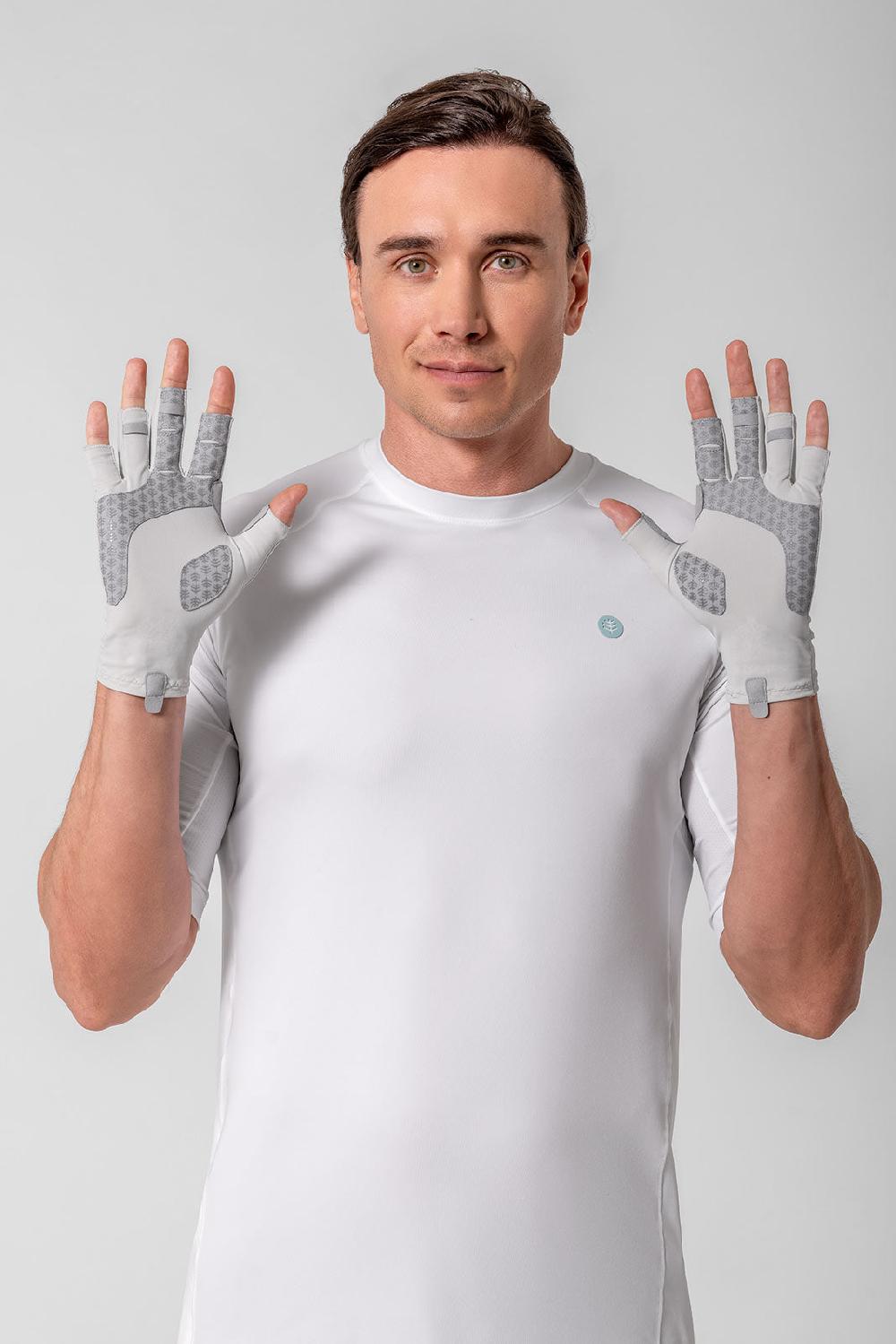 Coolibar Unisex MaxShield Multi-Sport Fingerless Gloves | Sleek Grey