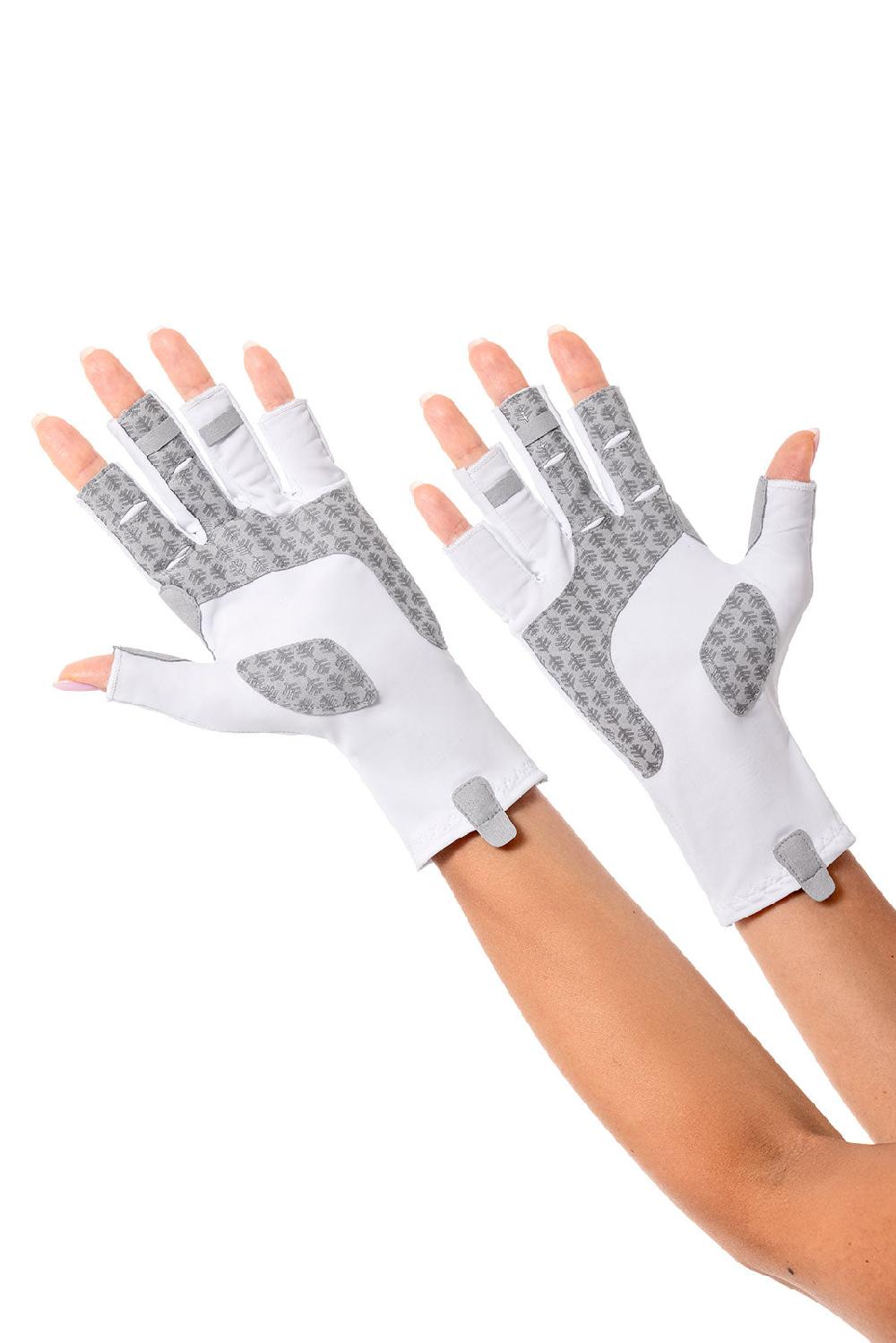 Coolibar Unisex MaxShield Multi-Sport Fingerless Gloves | White