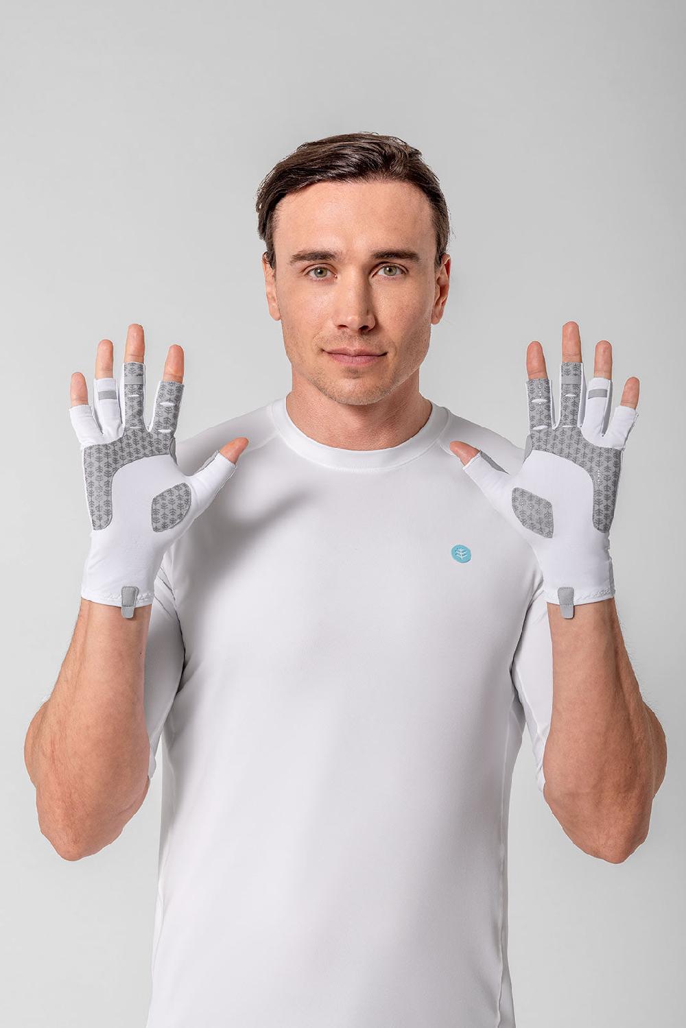 Coolibar Unisex MaxShield Multi-Sport Fingerless Gloves | White